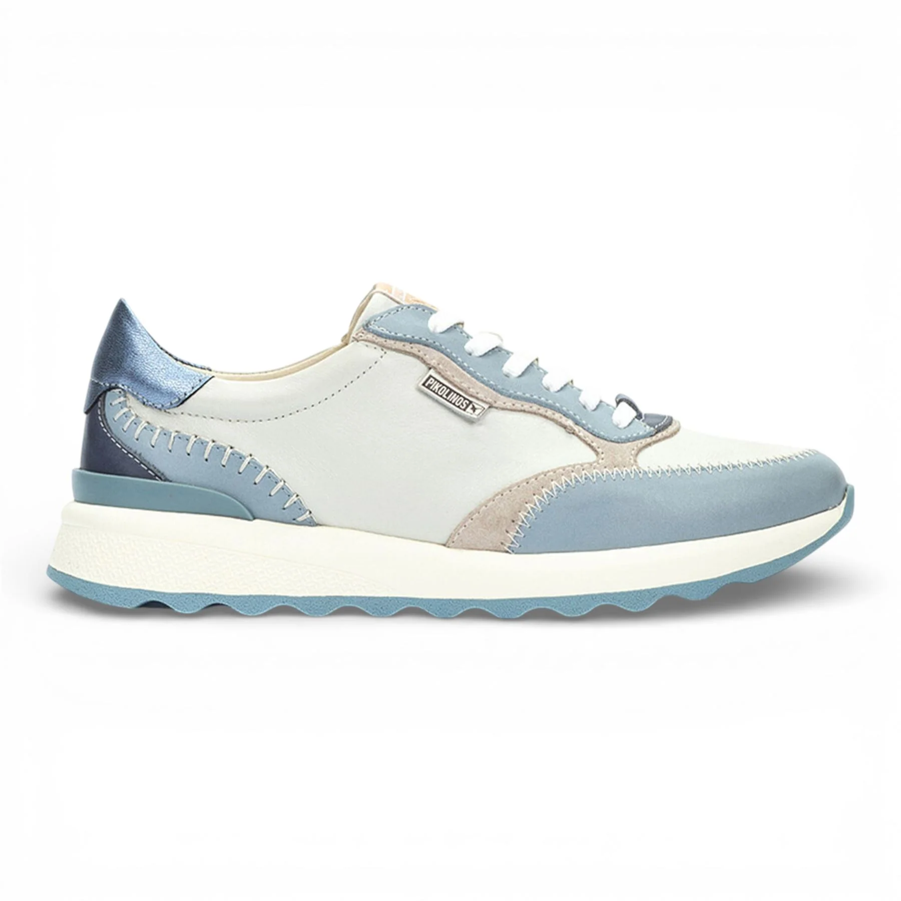 Pikolinos Women's Denim Blue Leather Lace Up Sneaker Trainers Shoes - Arrecife