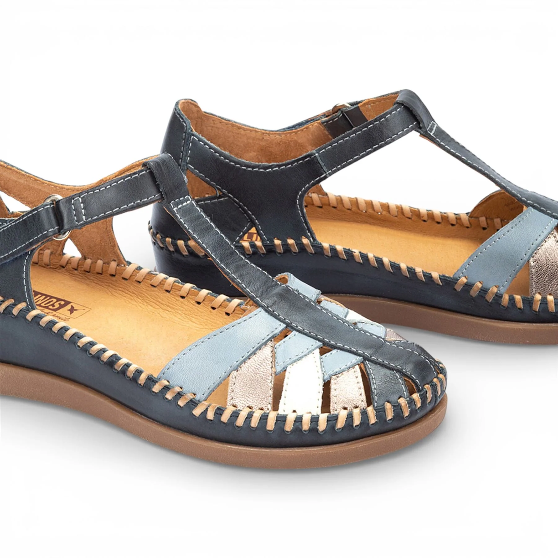 Pikolinos Women's Ocean Blue Leather Semi-Open Wedge Sandal Shoes - Cadaques - Image 5