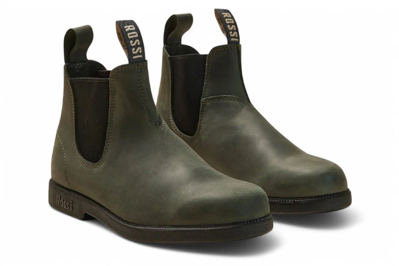 Rossi 607 Booma Moss Olive Green Leather Chelsea Boots - Image 3