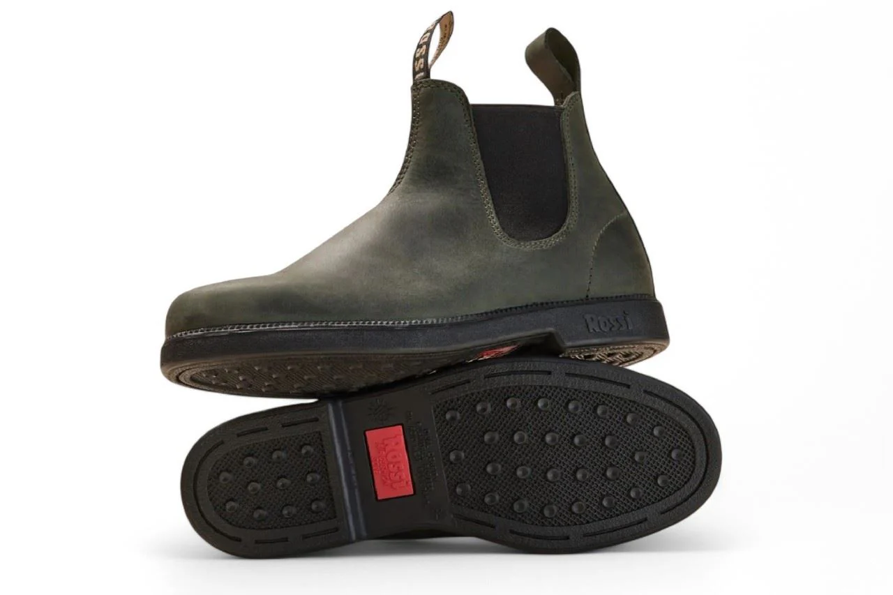 Rossi 607 Booma Moss Olive Green Leather Chelsea Boots - Image 4