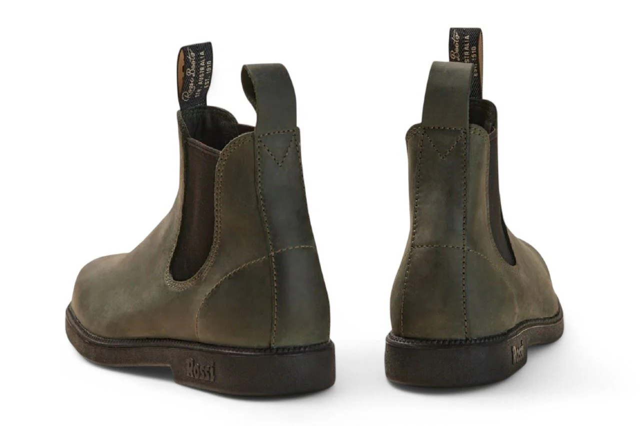 Rossi 607 Booma Moss Olive Green Leather Chelsea Boots - Image 5