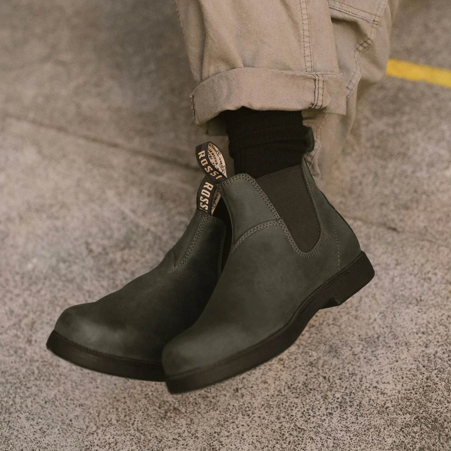 Rossi 607 Booma Moss Olive Green Leather Chelsea Boots - Image 6
