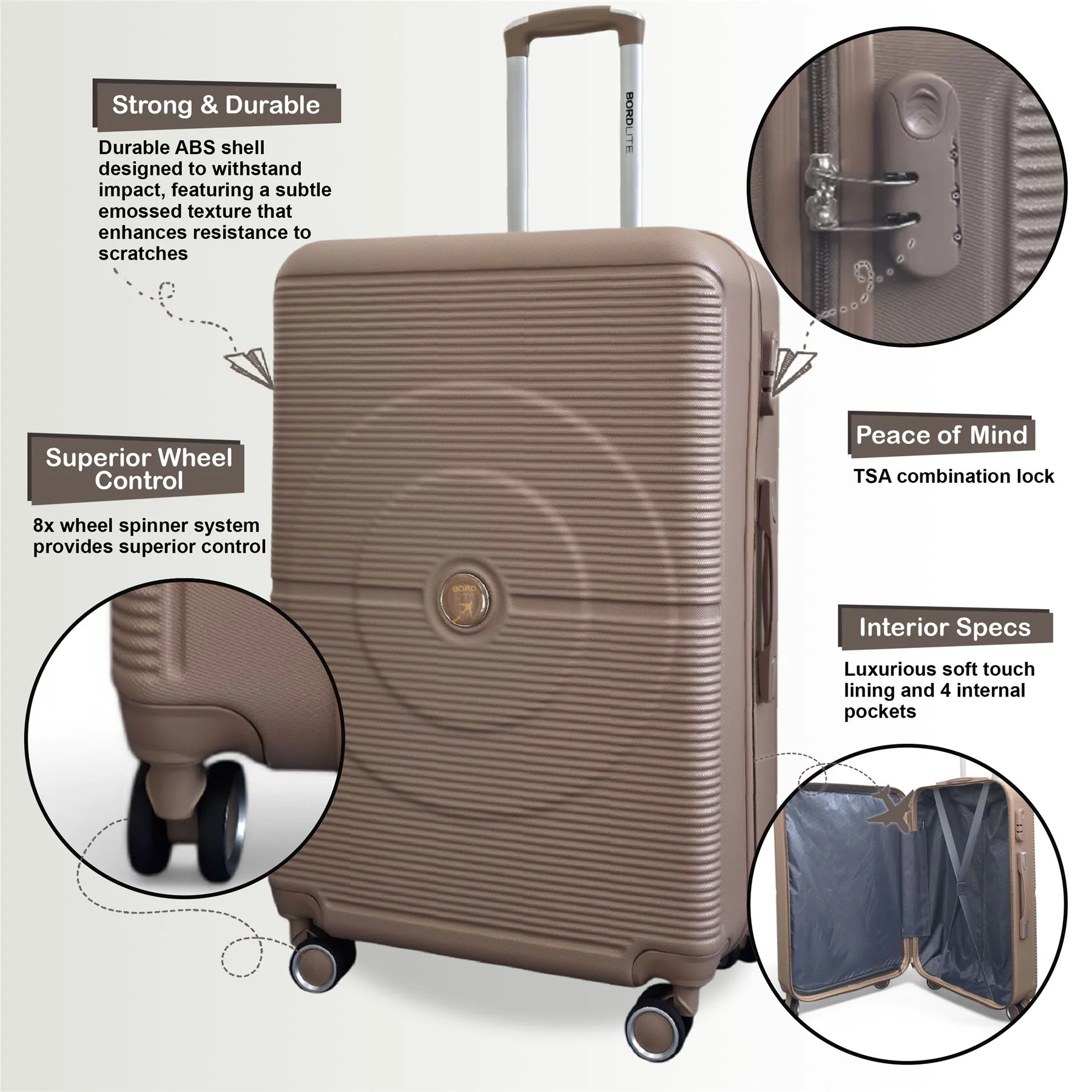 Seto Large Hard Shell Suitcase in Gold - Image 3
