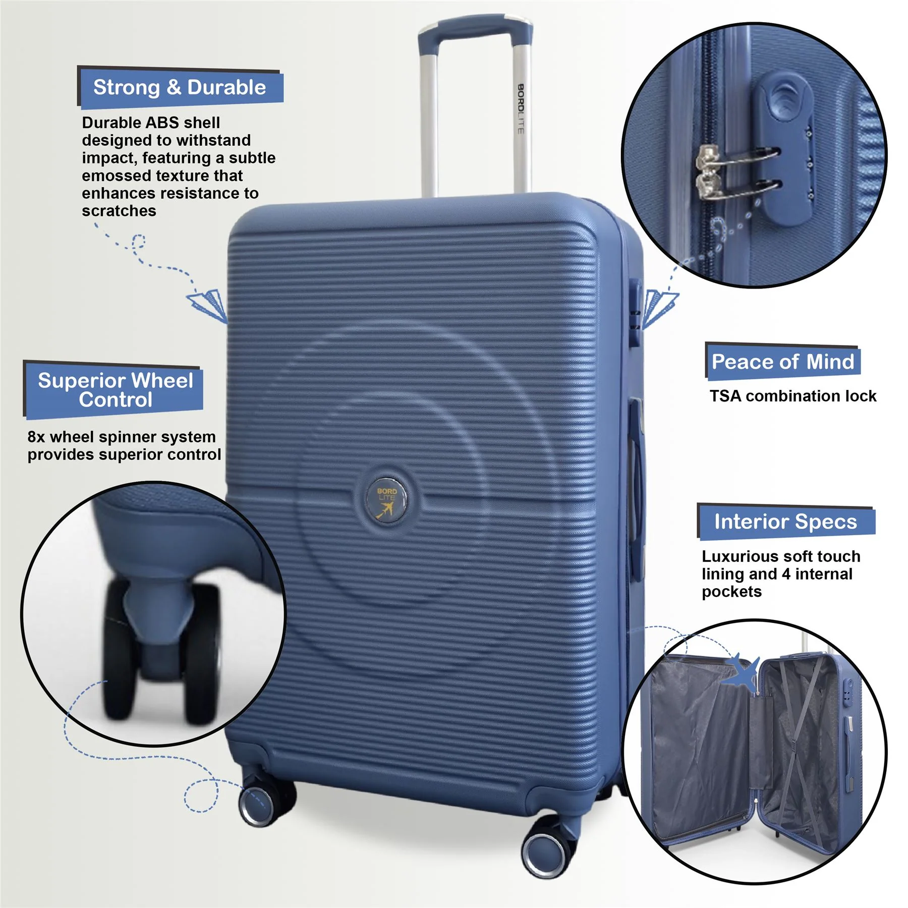 Seto Large Hard Shell Suitcase in Light Blue - Image 3