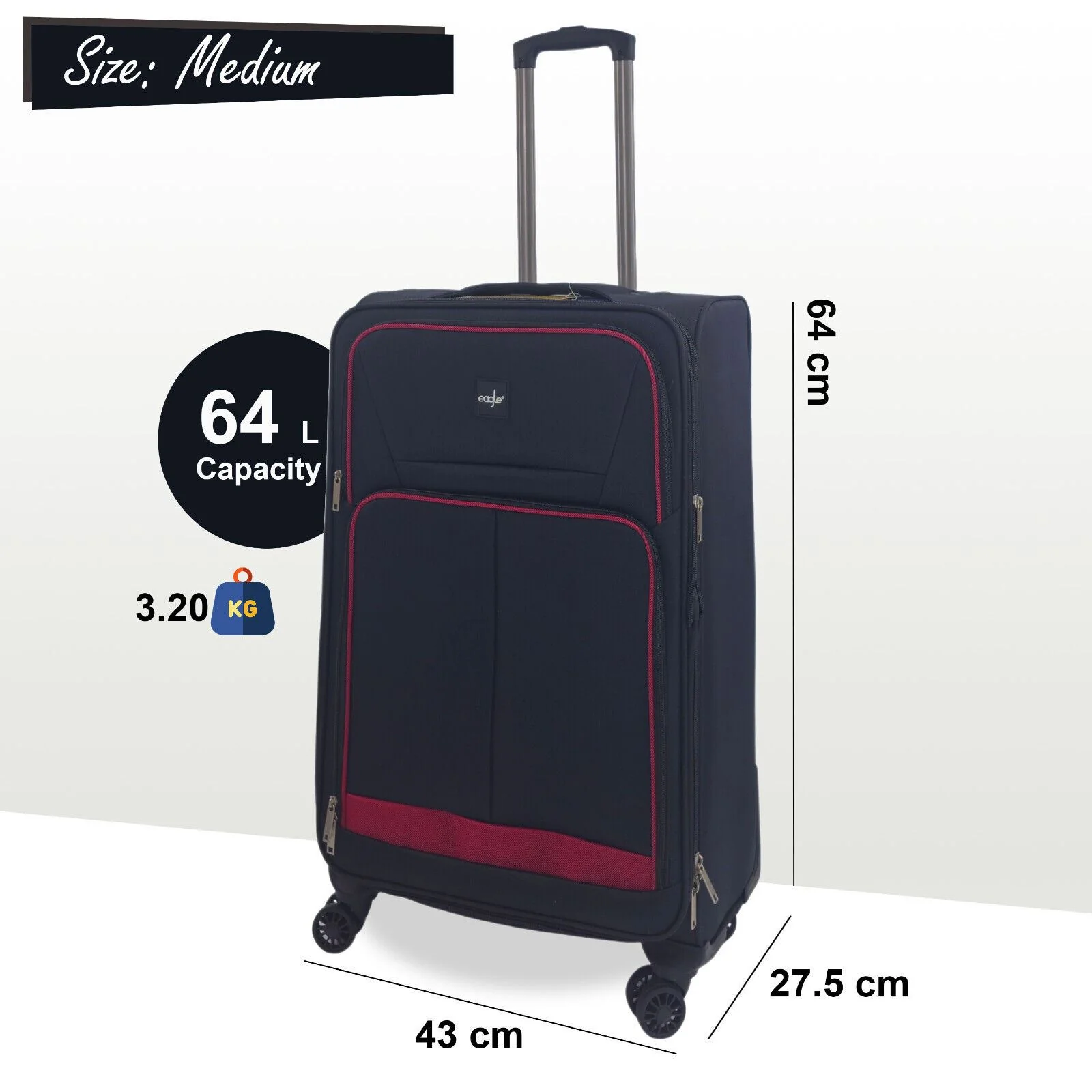 Soft 3 pcs Luggage Suitcase Set Cabin Light Travel Bags - Image 3