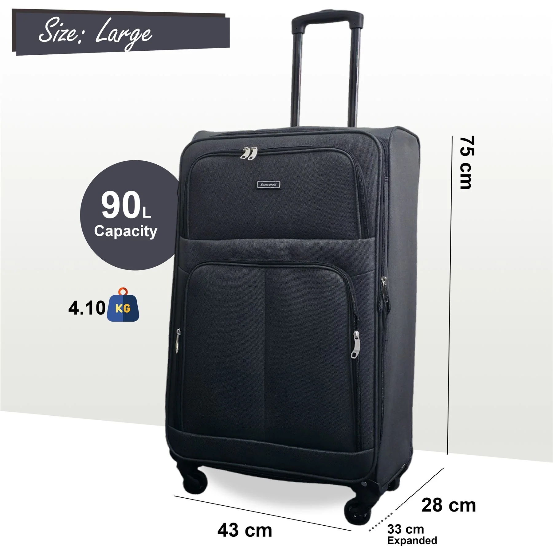 Tahara Large Soft Shell Suitcase in Grey - Image 2
