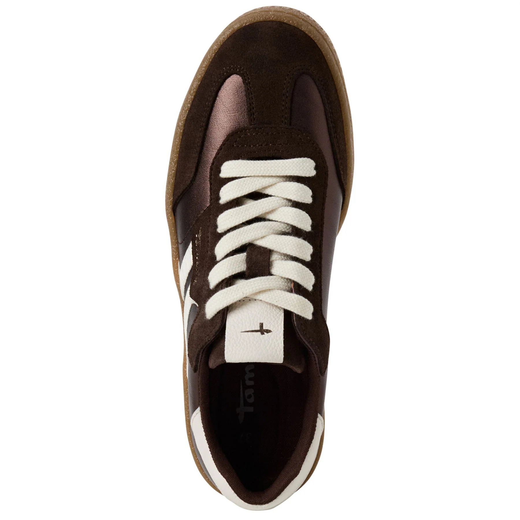 Tamaris Womens Brown White Suede Leather Fashion Lace Up Sneakers - Image 5