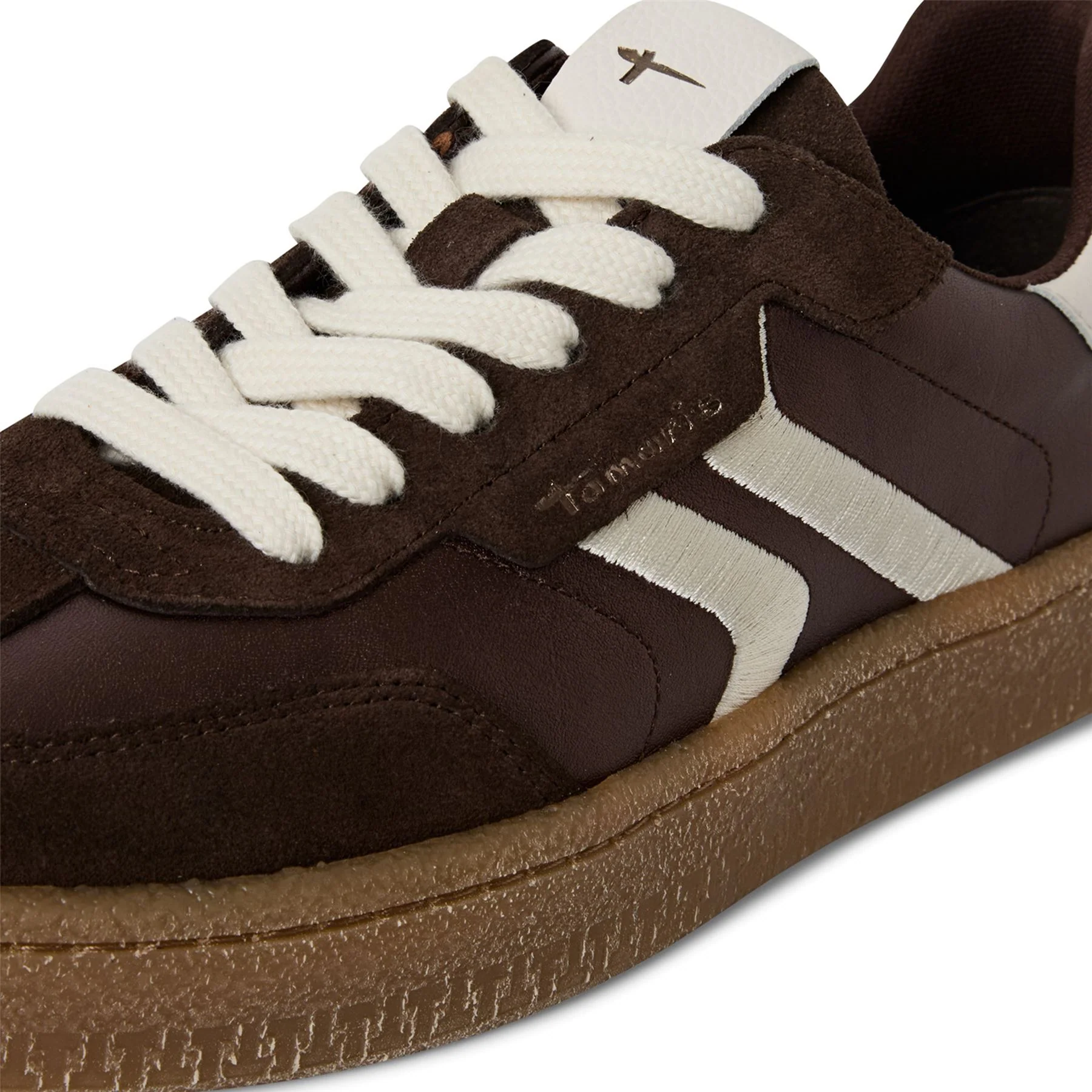 Tamaris Womens Brown White Suede Leather Fashion Lace Up Sneakers - Image 6