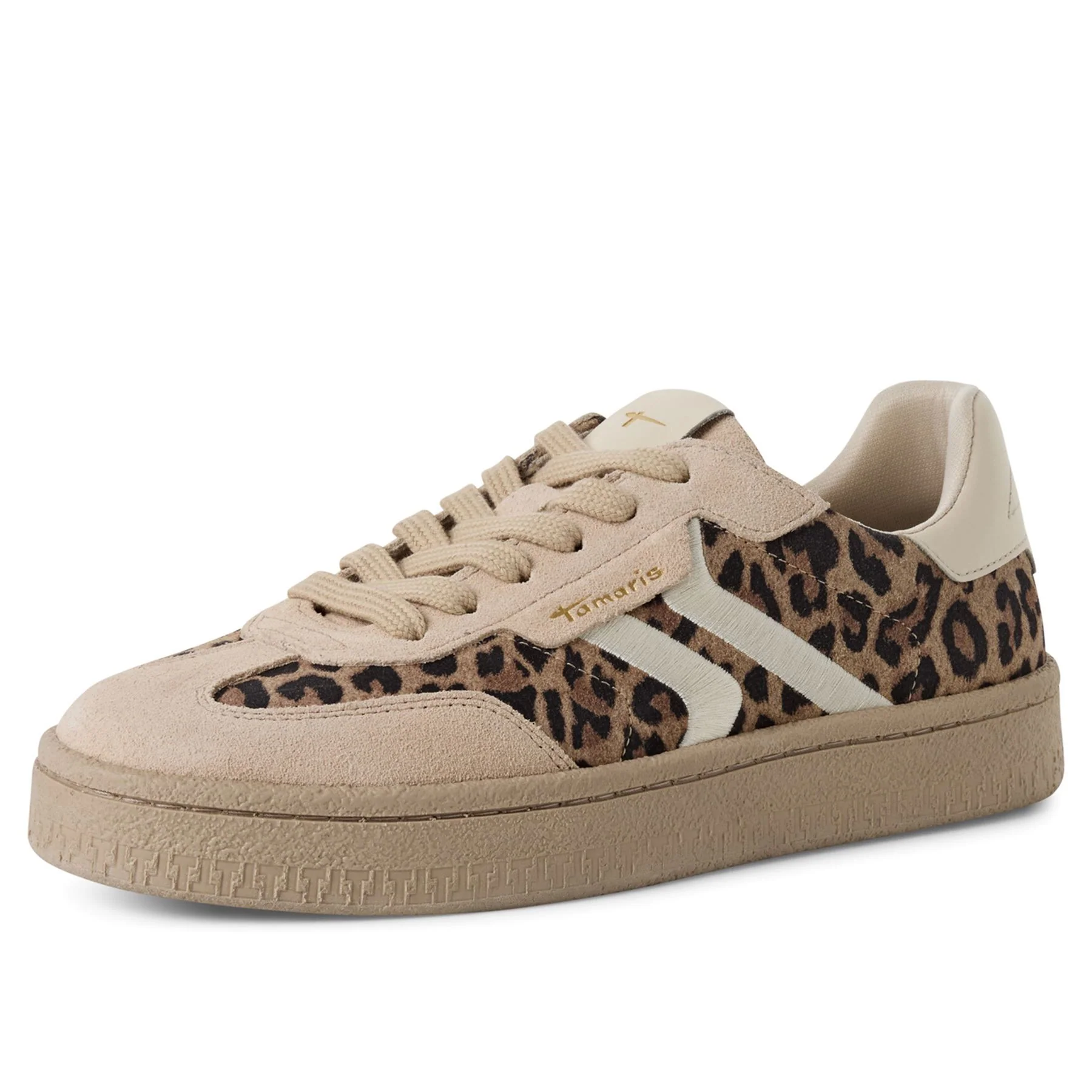 Tamaris Womens Leapord Brown Suede Leather Fashion Lace Up Sneakers - Image 3
