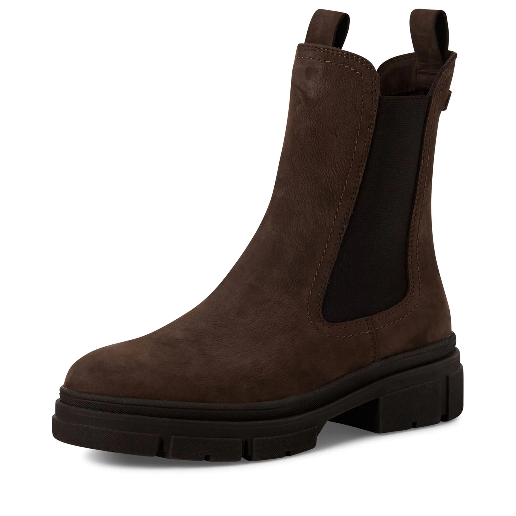 Tamaris Womens Mocca Brown Leather Classic High Pull-On Chelsea Ankle Boots - Image 3