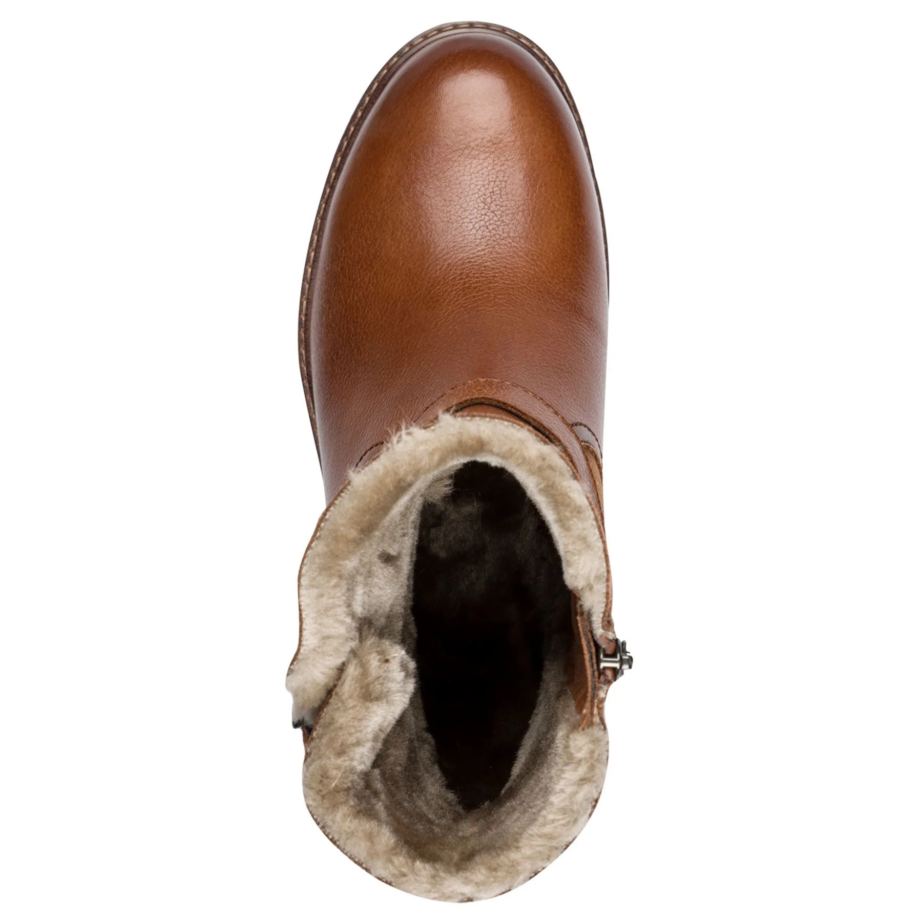 Tamaris Womens Winter Cognac Tan Brown Leather Buckle Zip Biker Ankle Boots - Image 5