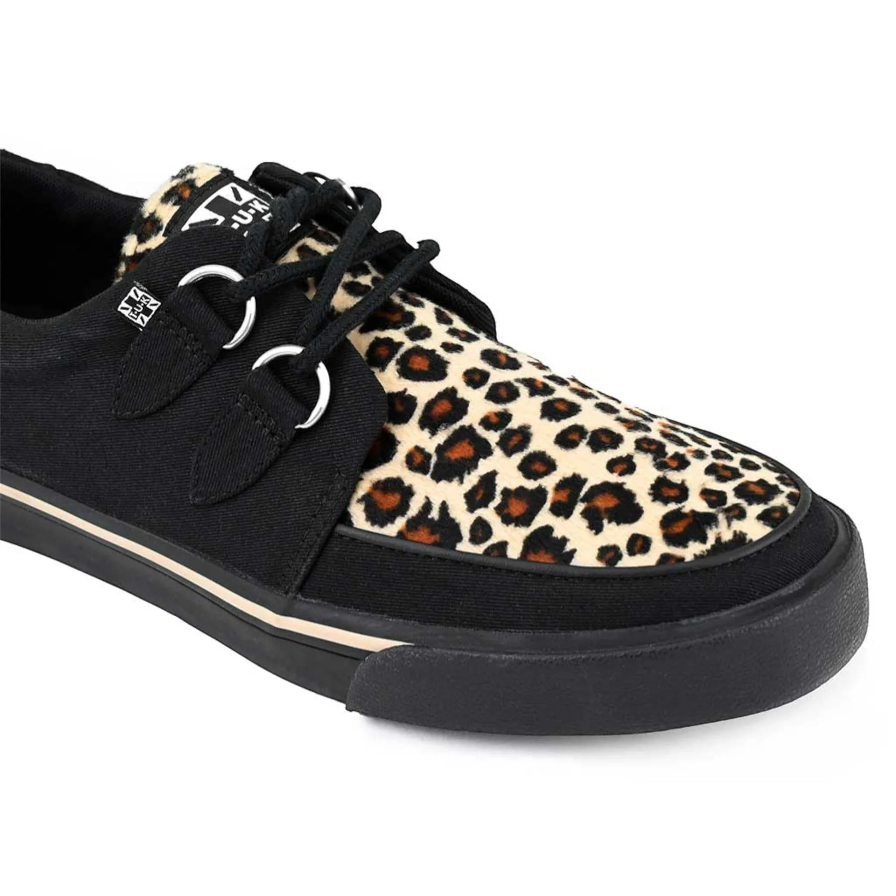 TUK Pointed Creeper Sneaker Black Leopard Canvas Platform Shoes - A9180 - Image 4