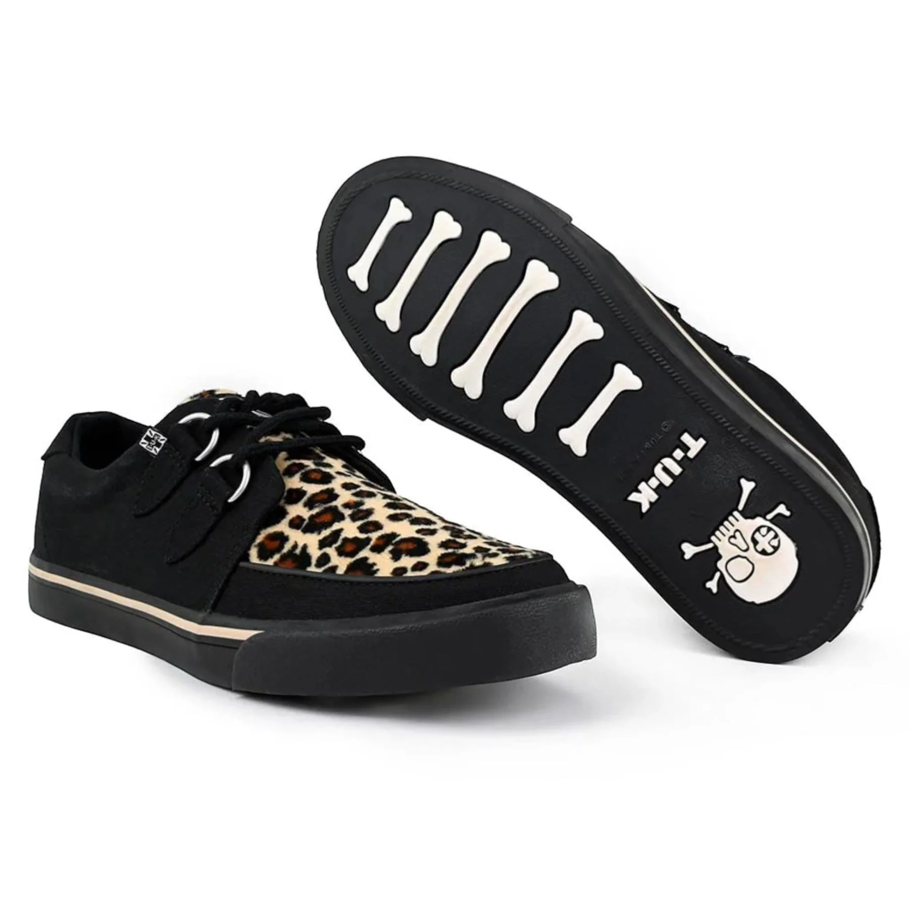 TUK Pointed Creeper Sneaker Black Leopard Canvas Platform Shoes - A9180 - Image 5