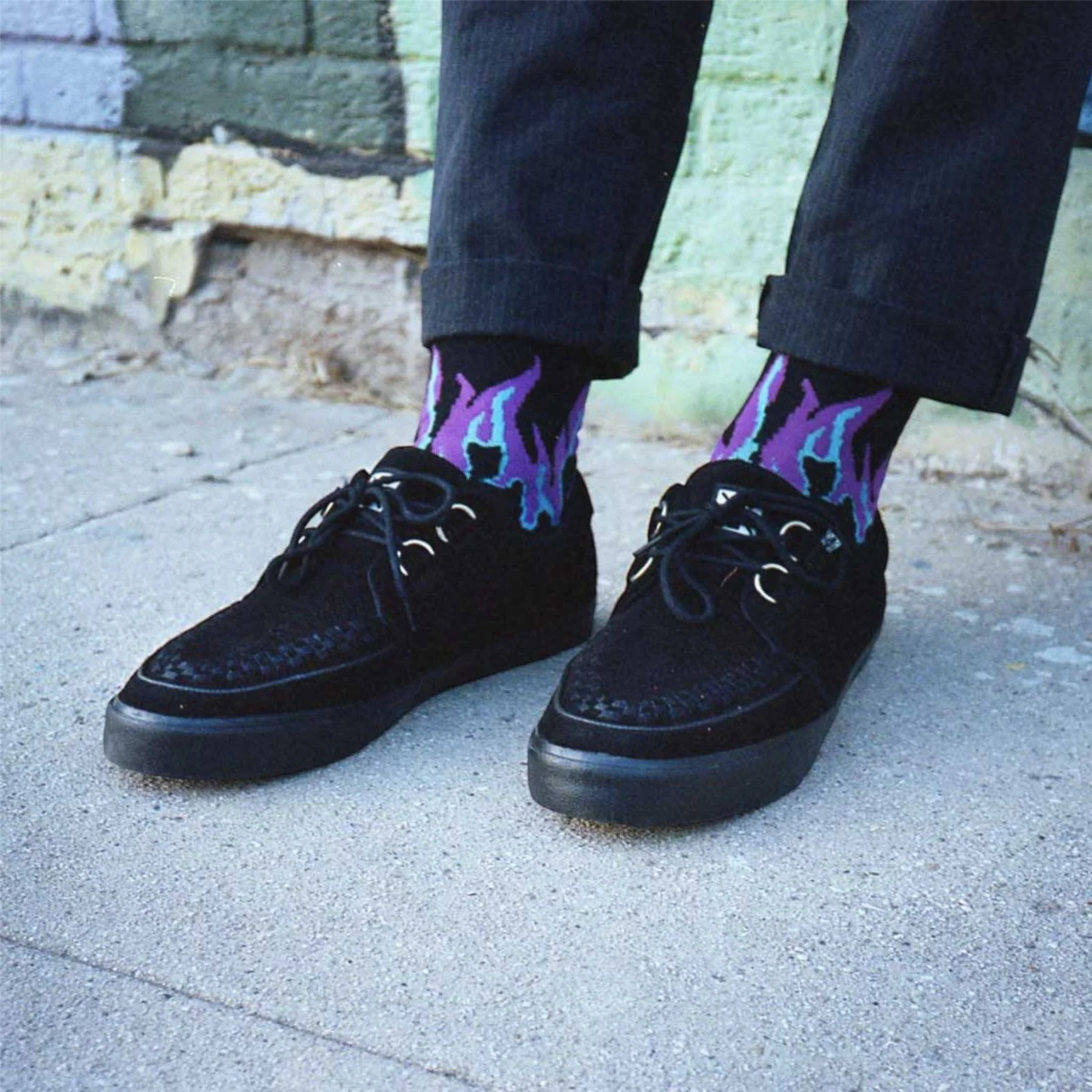 TUK Pointed Creeper Sneaker Black Suede Platform Shoes - A9178 - Image 7