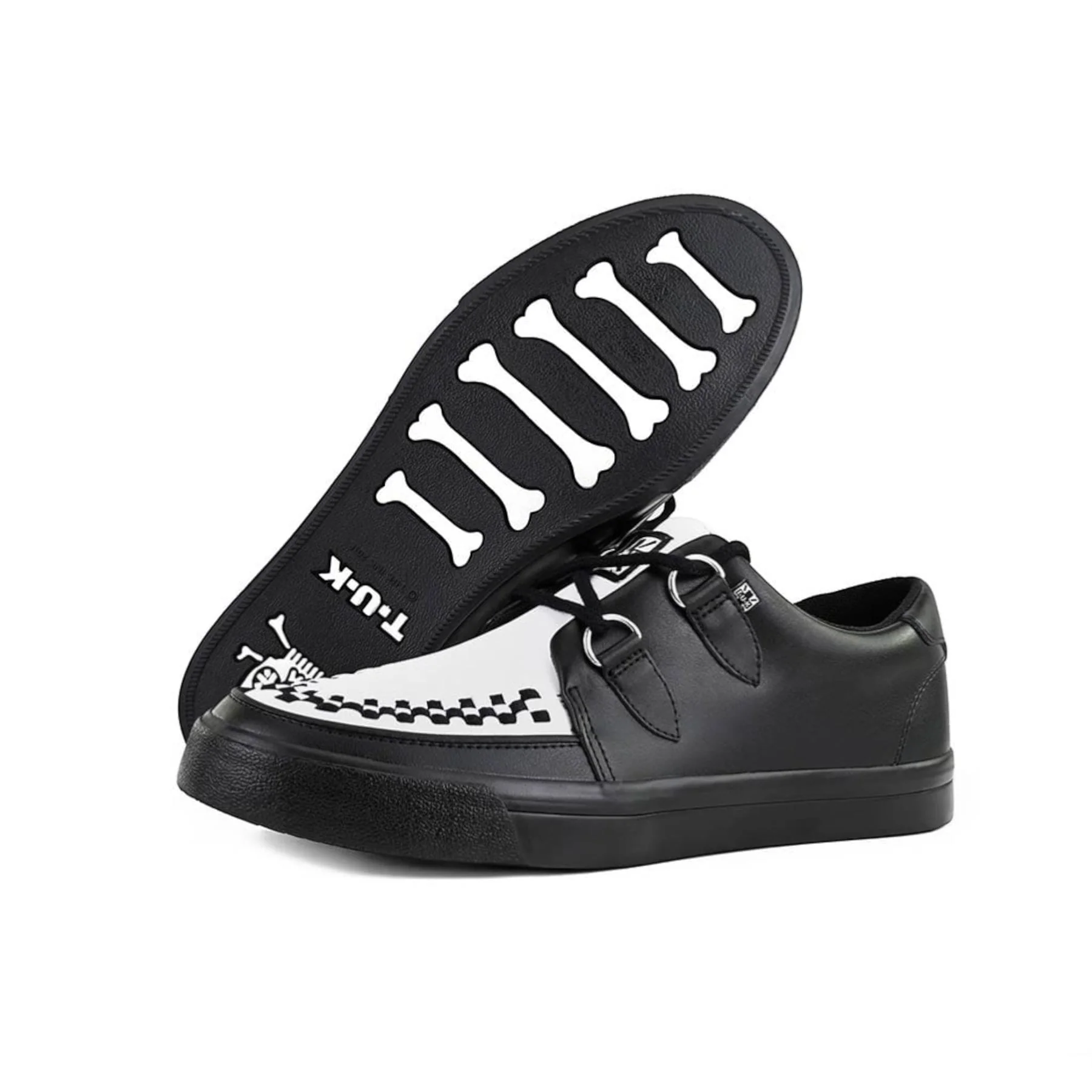 TUK Pointed Creeper Sneaker Black White Leather Platform Shoes - A9180 - Image 6