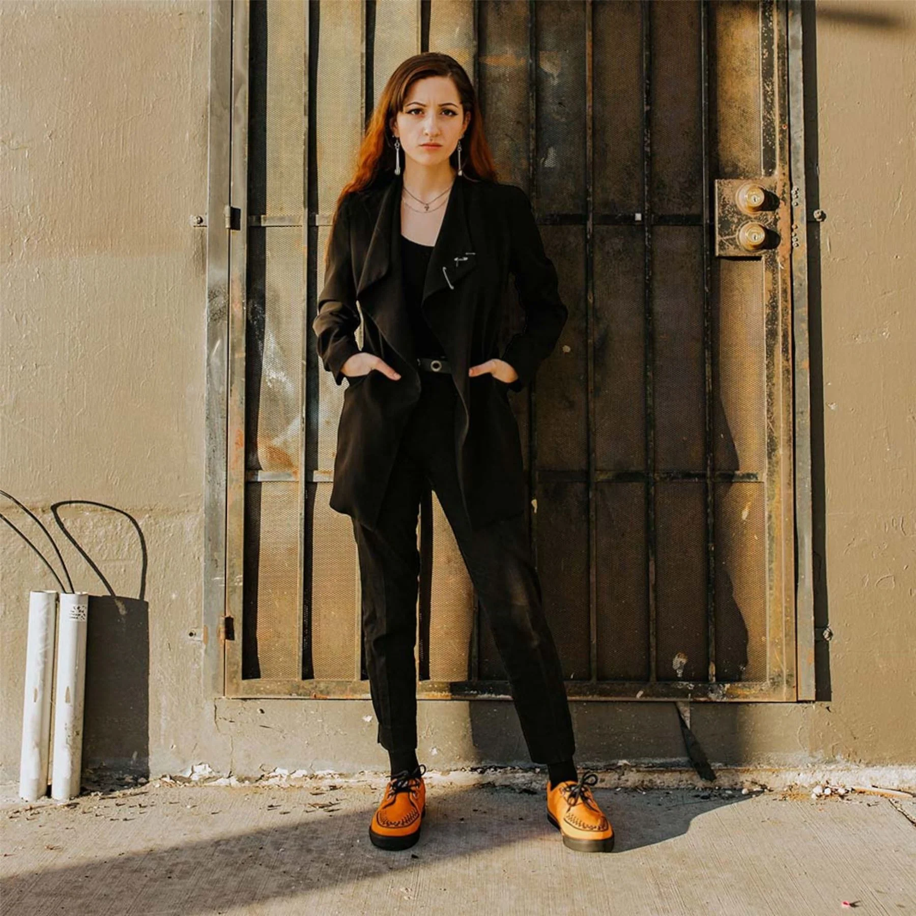TUK Pointed Creeper Sneaker Orange Cow Suede Platform Shoes - A9182 - Image 11