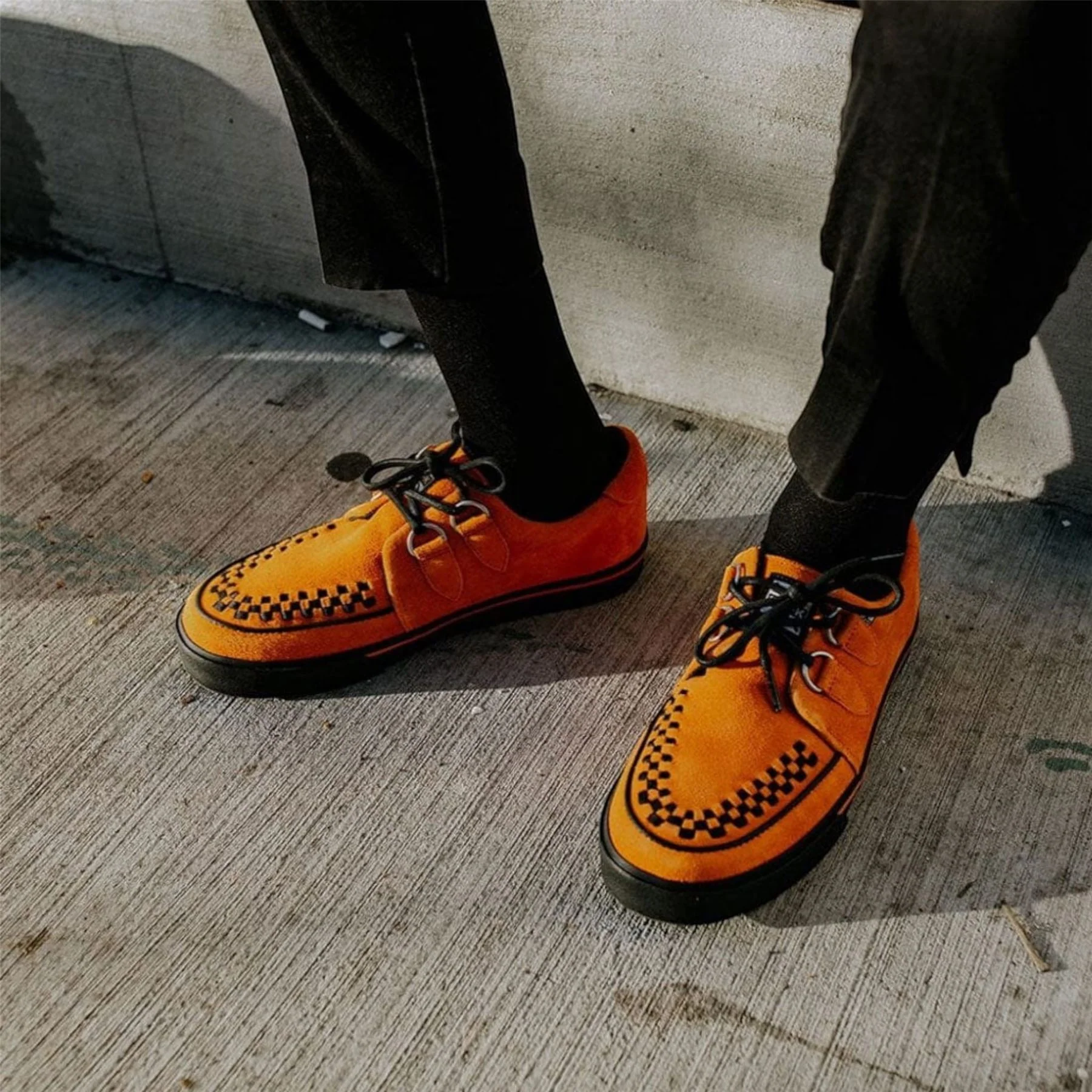TUK Pointed Creeper Sneaker Orange Cow Suede Platform Shoes - A9182 - Image 12