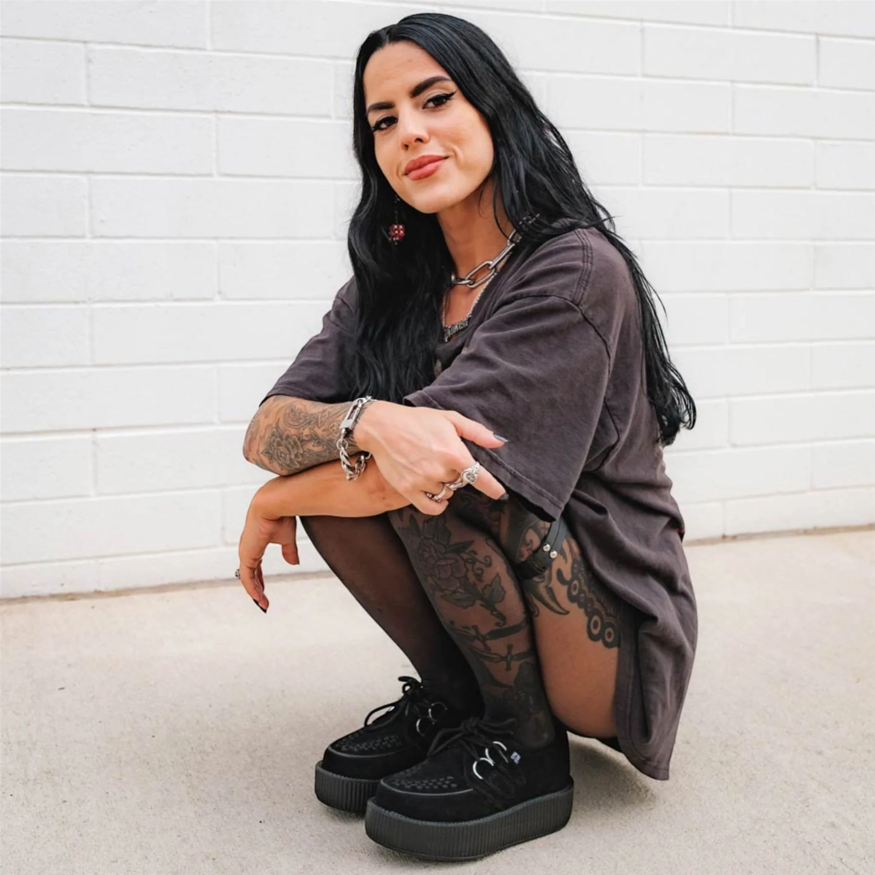TUK Viva High Creeper Black Suede Platform Lace-Up Goth Shoes - AV7757 - Image 7