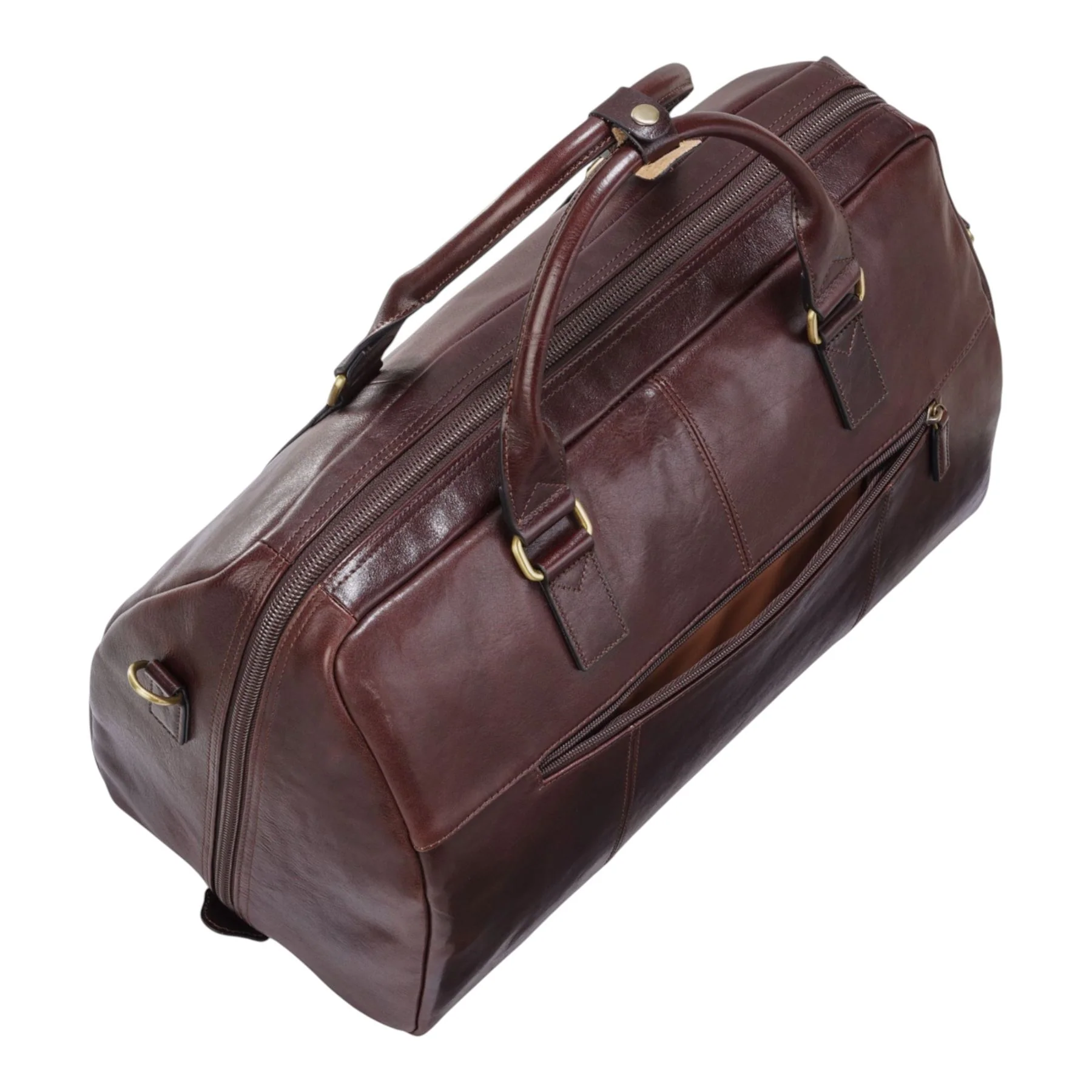 Vintage Genuine Leather Brown Holdall Duffle Gym Travel Bag - Atlas - Image 5