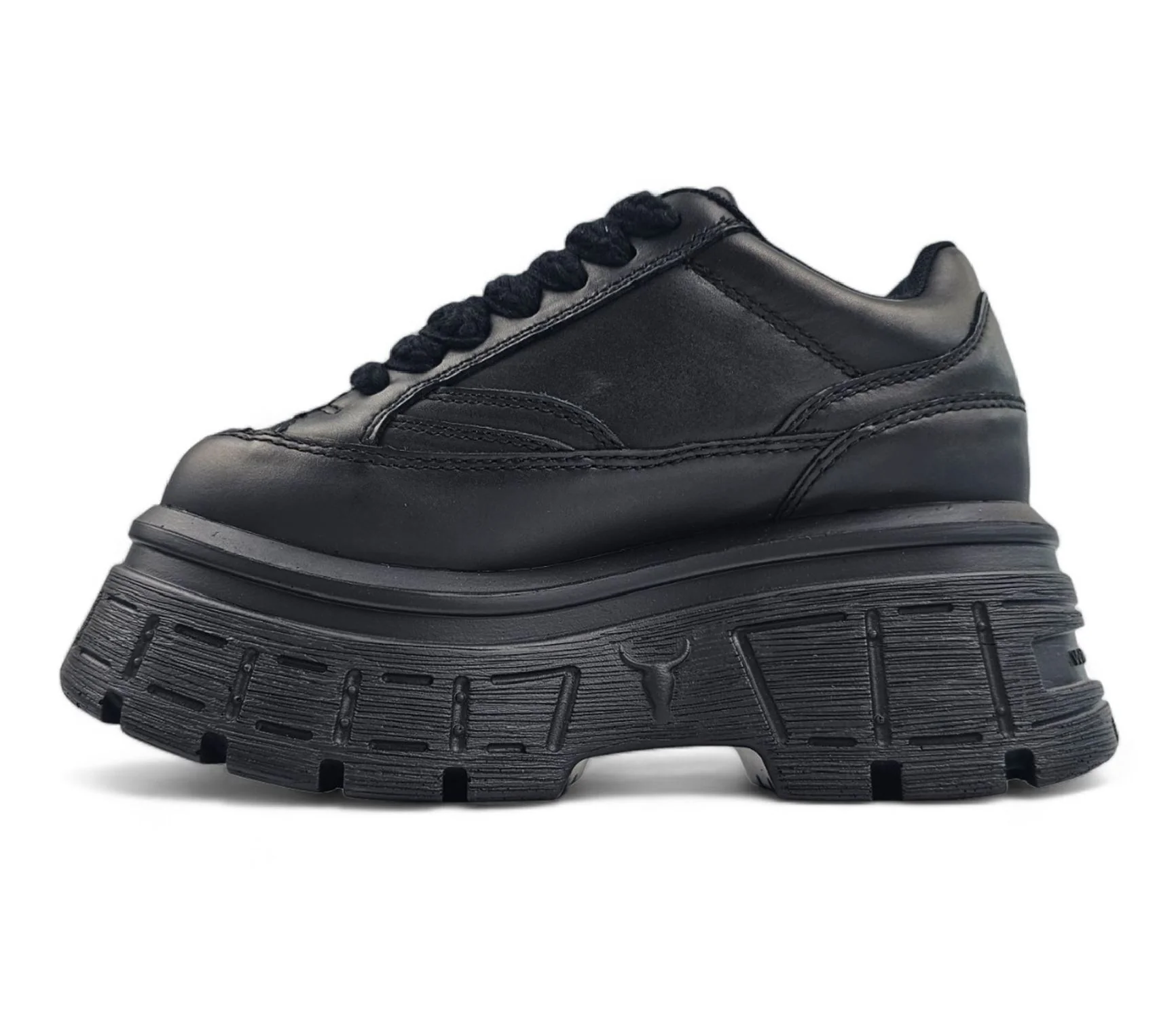 Windsorsmith Black Chunky Leather Sneakers - Swerve - Image 5