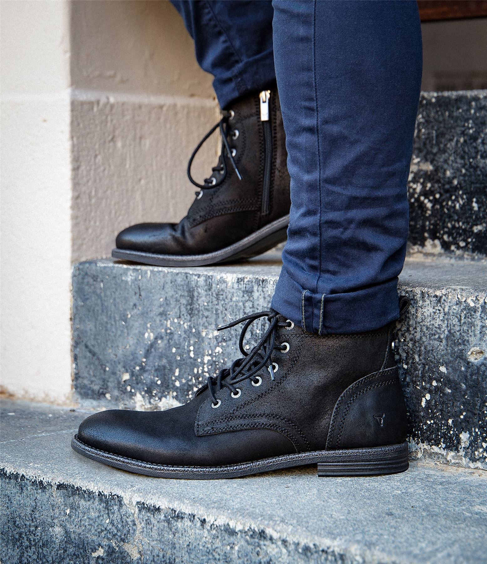 Windsorsmith Black Leather Casual Desert Boots - Sebastien - Image 9