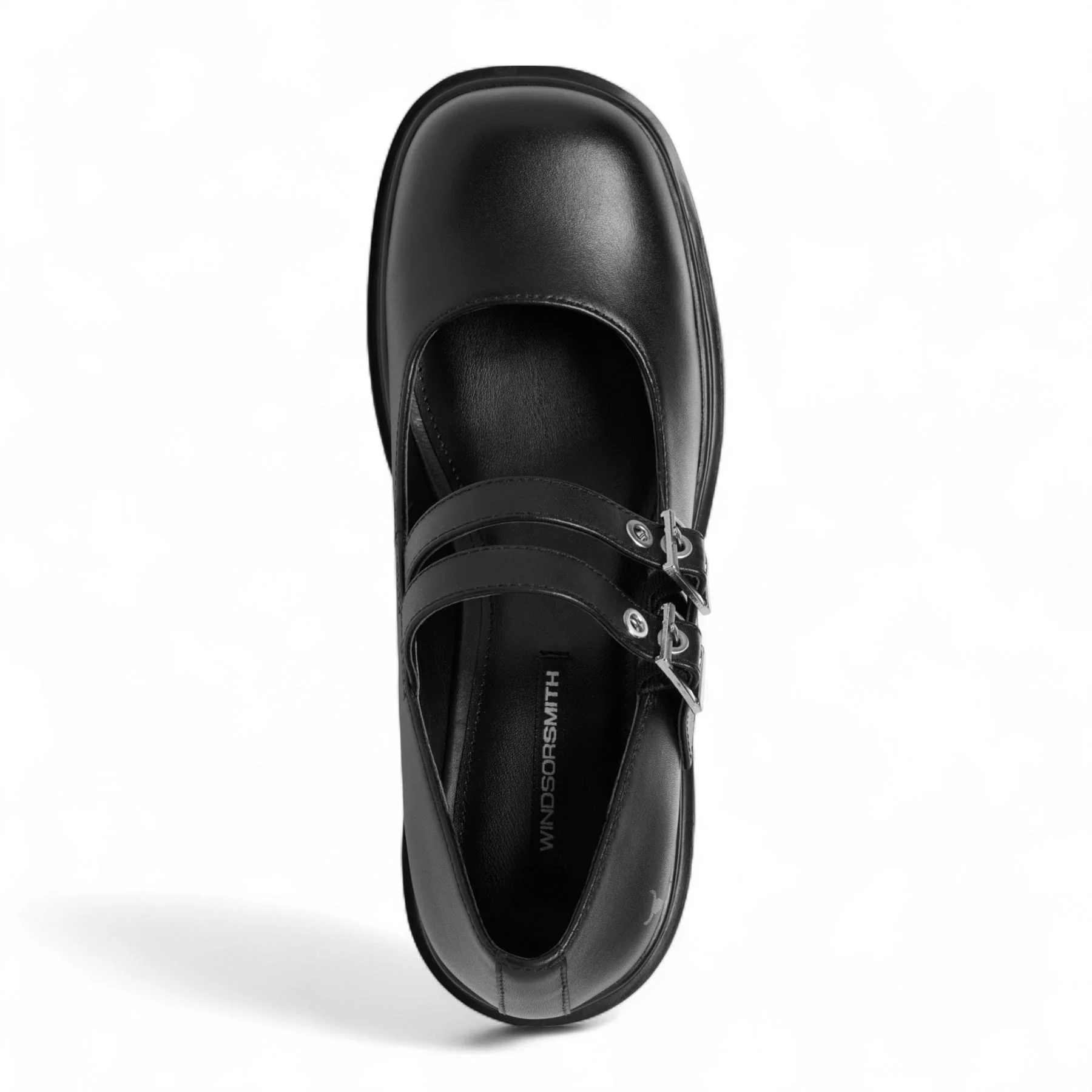 Windsorsmith Womens Black Leather Chunky Platform Mary-Jane Heel Shoes - Lessons - Image 5