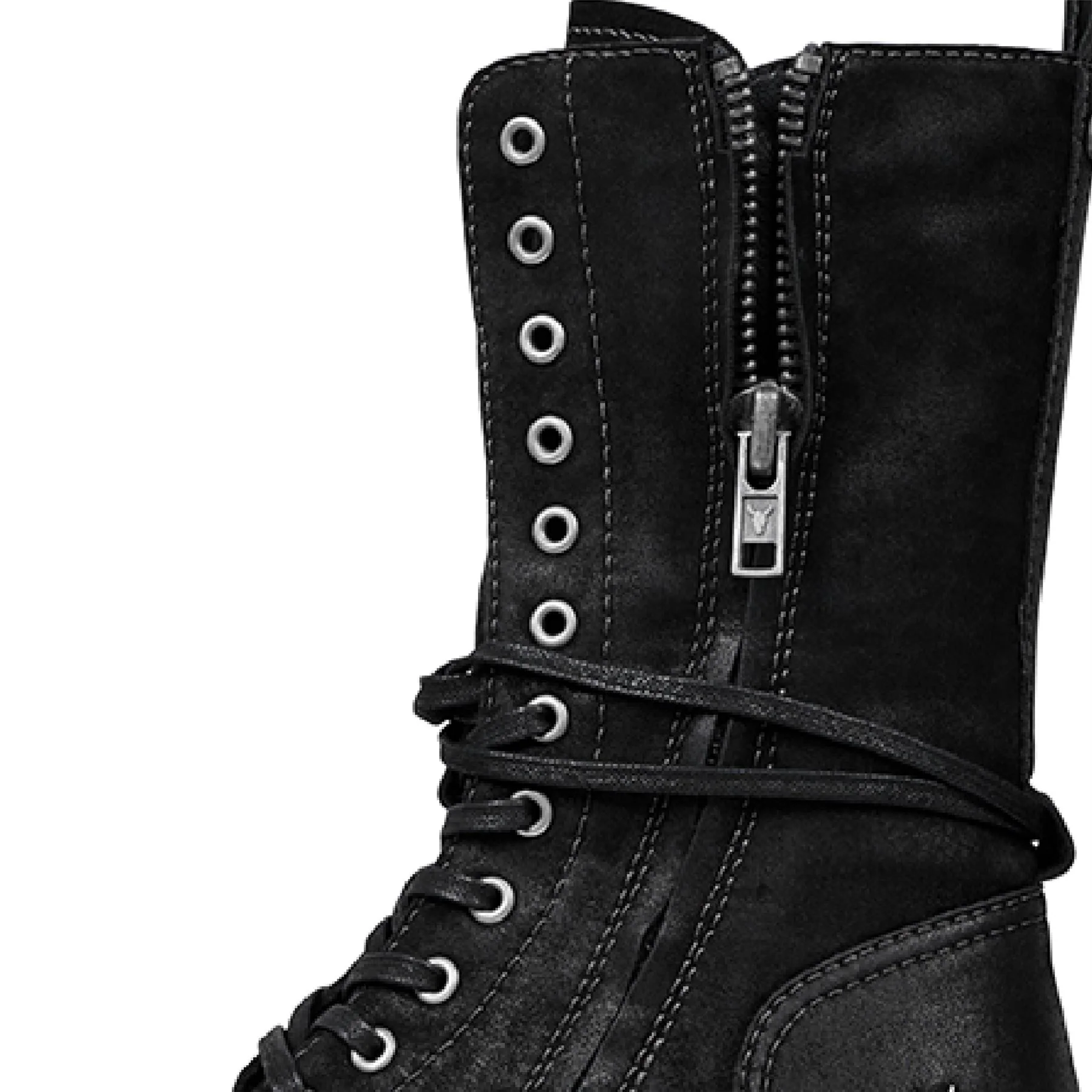 Windsorsmith Womens Black Suede Combat Boots Mid-Calf Lace-Up Biker Shoes - Gather - Image 7