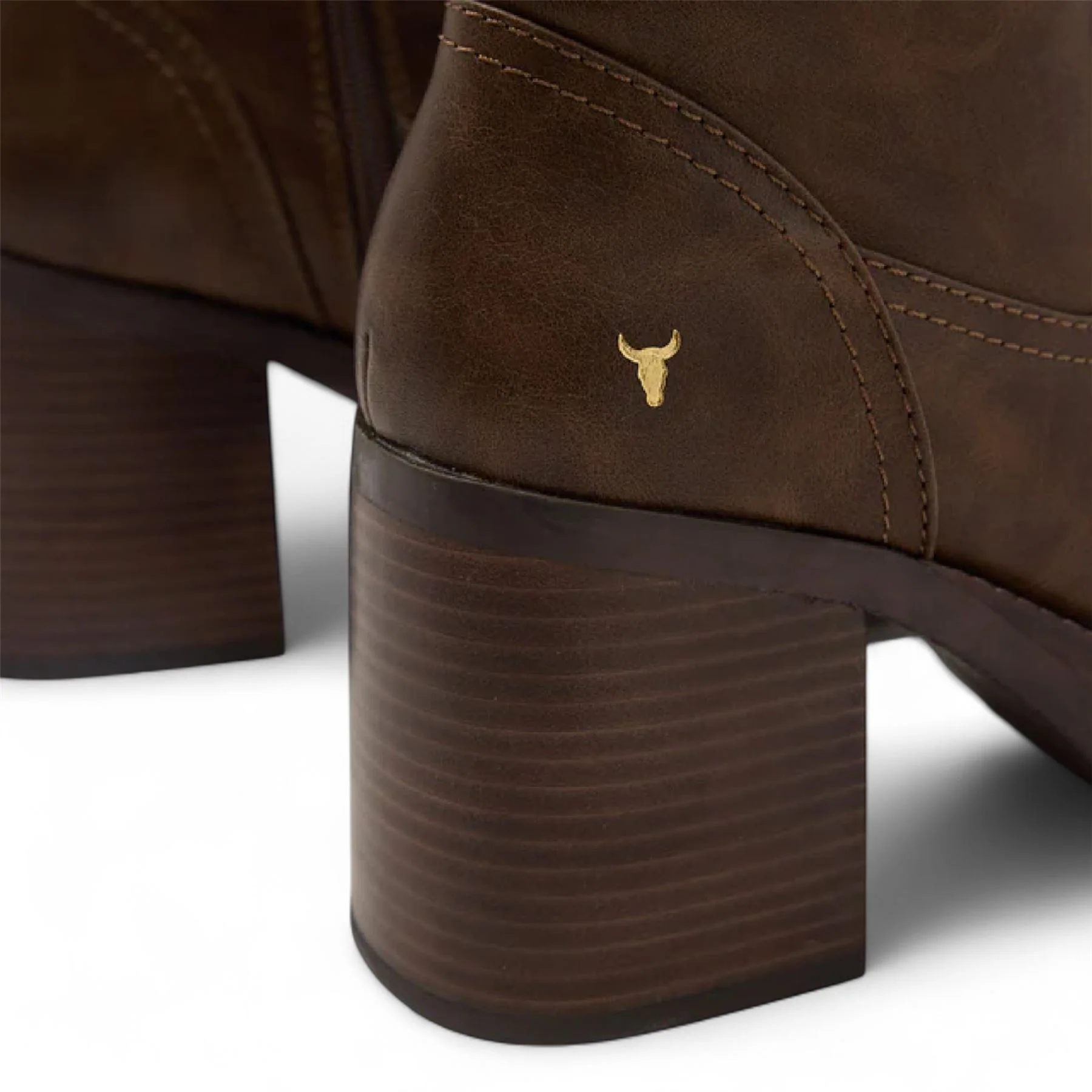 Windsorsmith Womens Oak Brown Faux Leather Knee-High Platform Heel Boots - Niche - Image 5