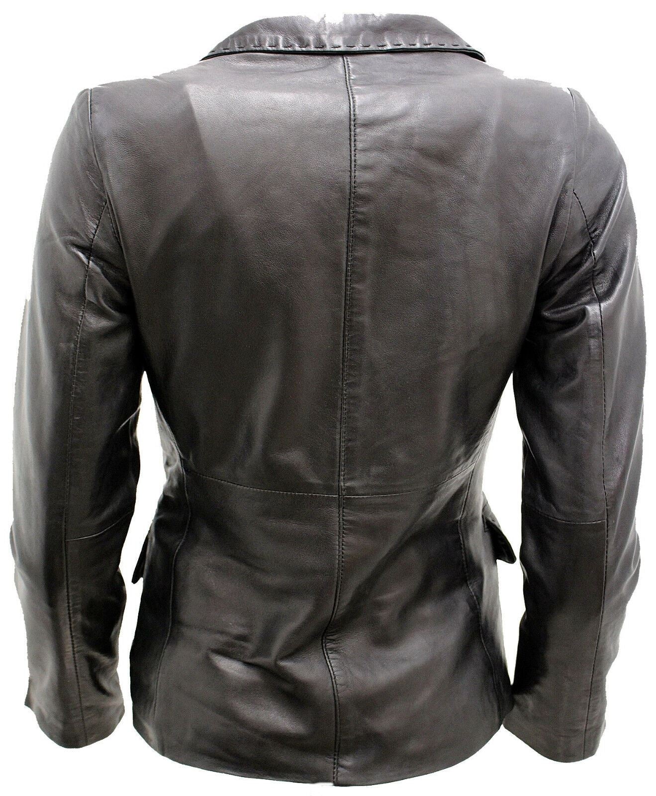 Womens 2 Button Leather Blazer Jacket-Newport - Image 15