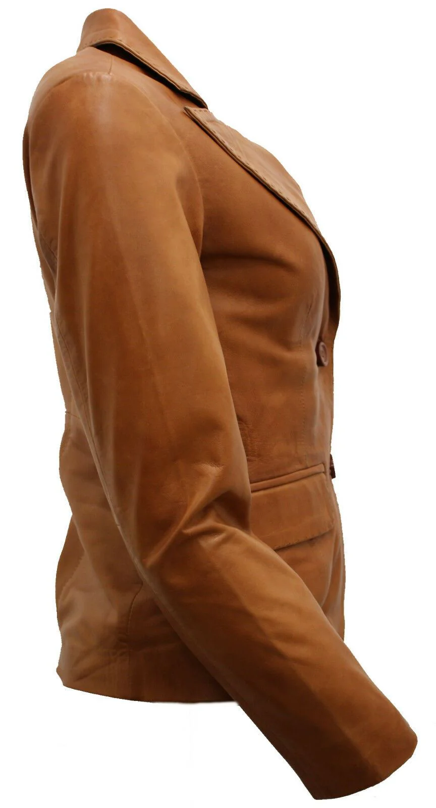 Womens 2 Button Leather Blazer Jacket-Newport - Image 9