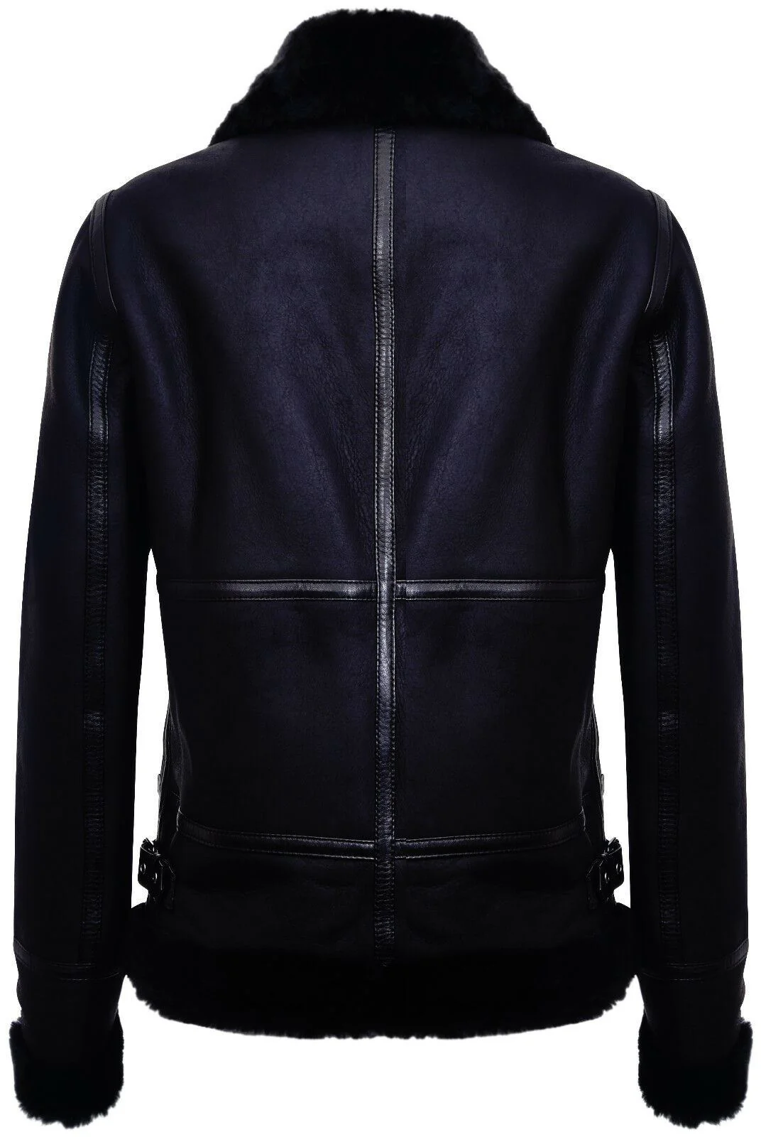Womens B3 Sheepskin Black Leather Jacket-Padiham - Image 3