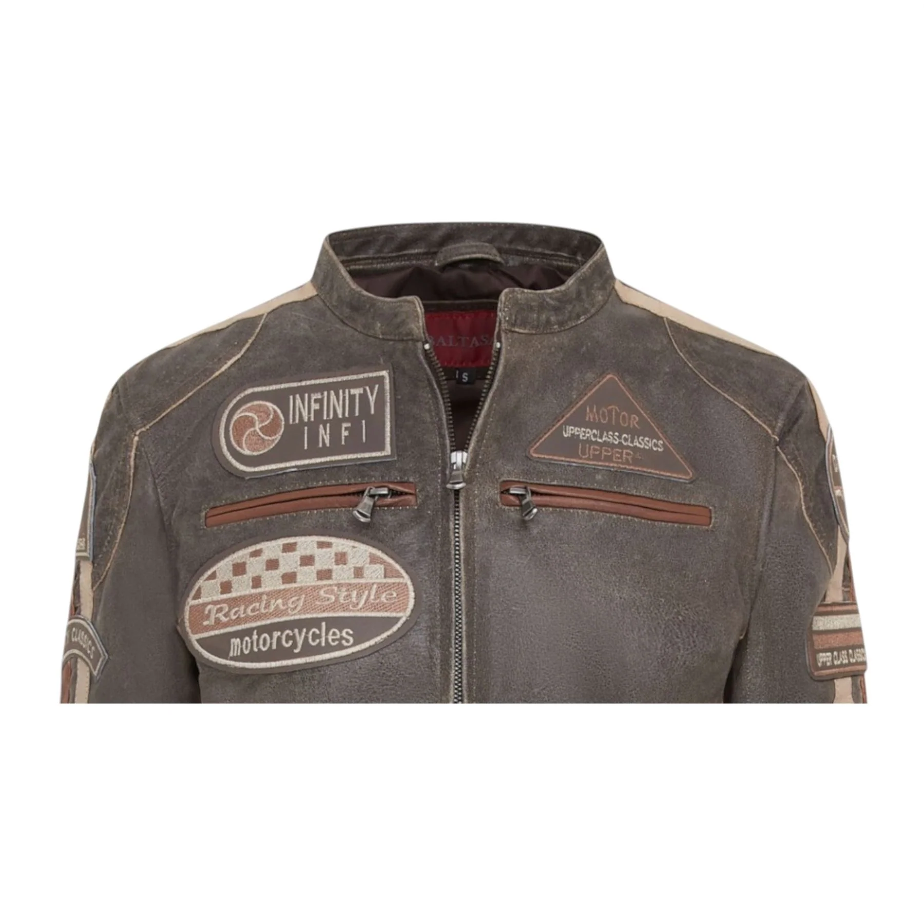 Womens Biker Racing Badges Leather Jacket-Eastleigh - Image 25