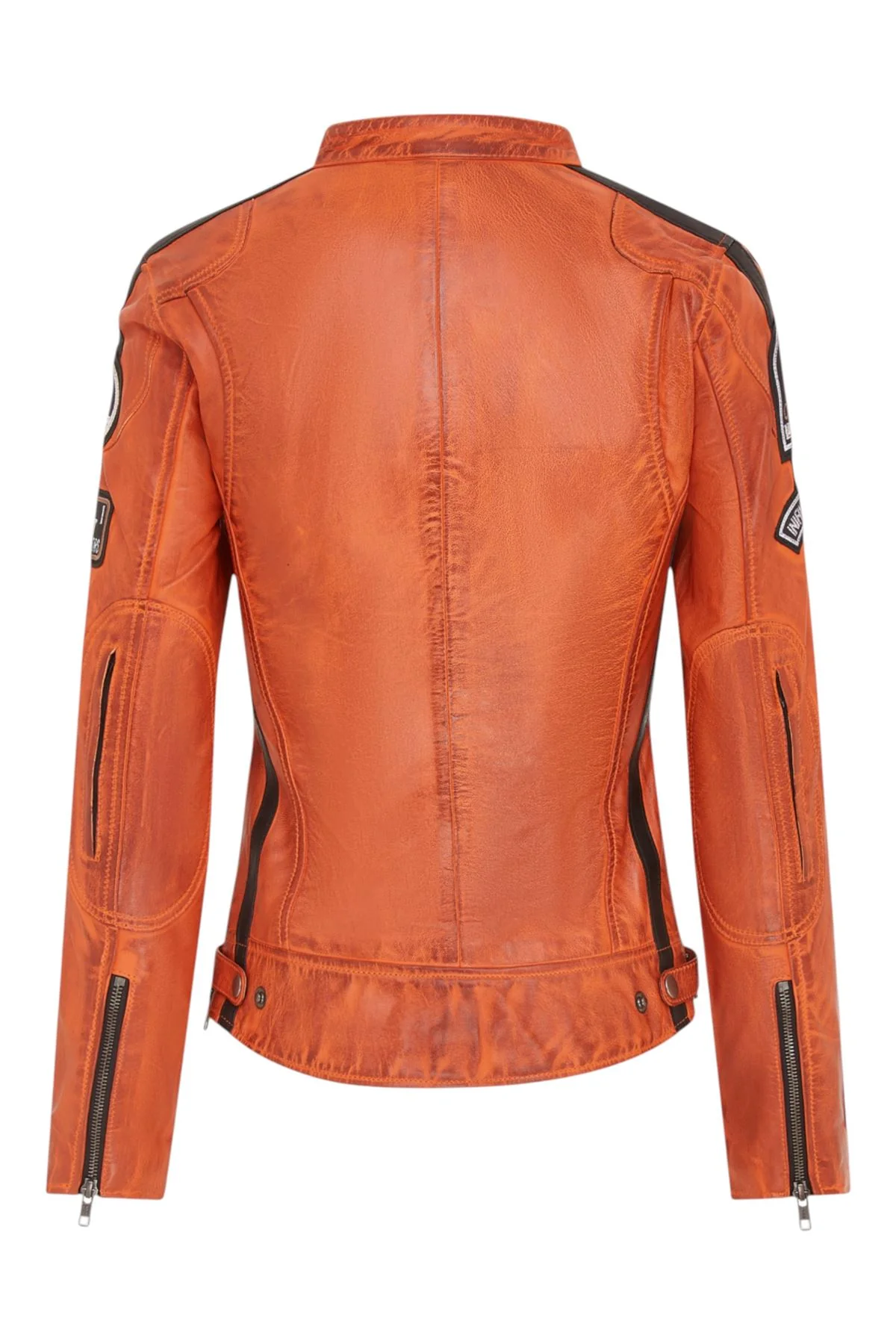 Womens Biker Racing Badges Leather Jacket-Eastleigh - Image 29