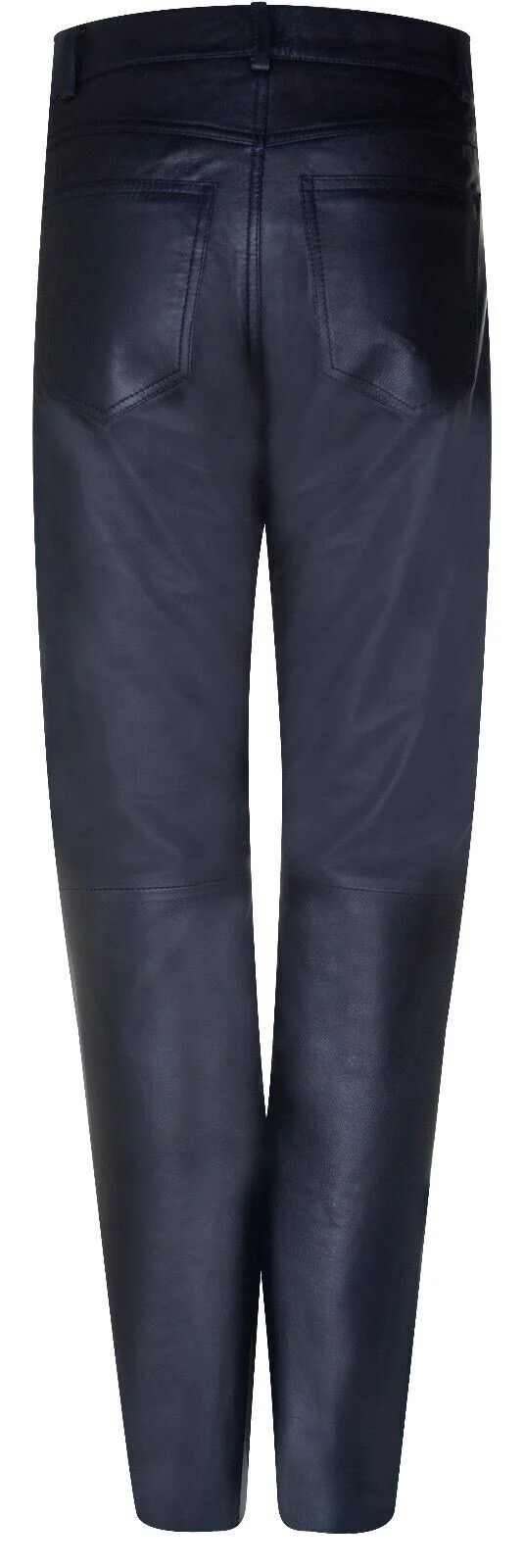Womens Black 501 Leather Jeans Classic Biker Motorcycle Trousers - Image 3