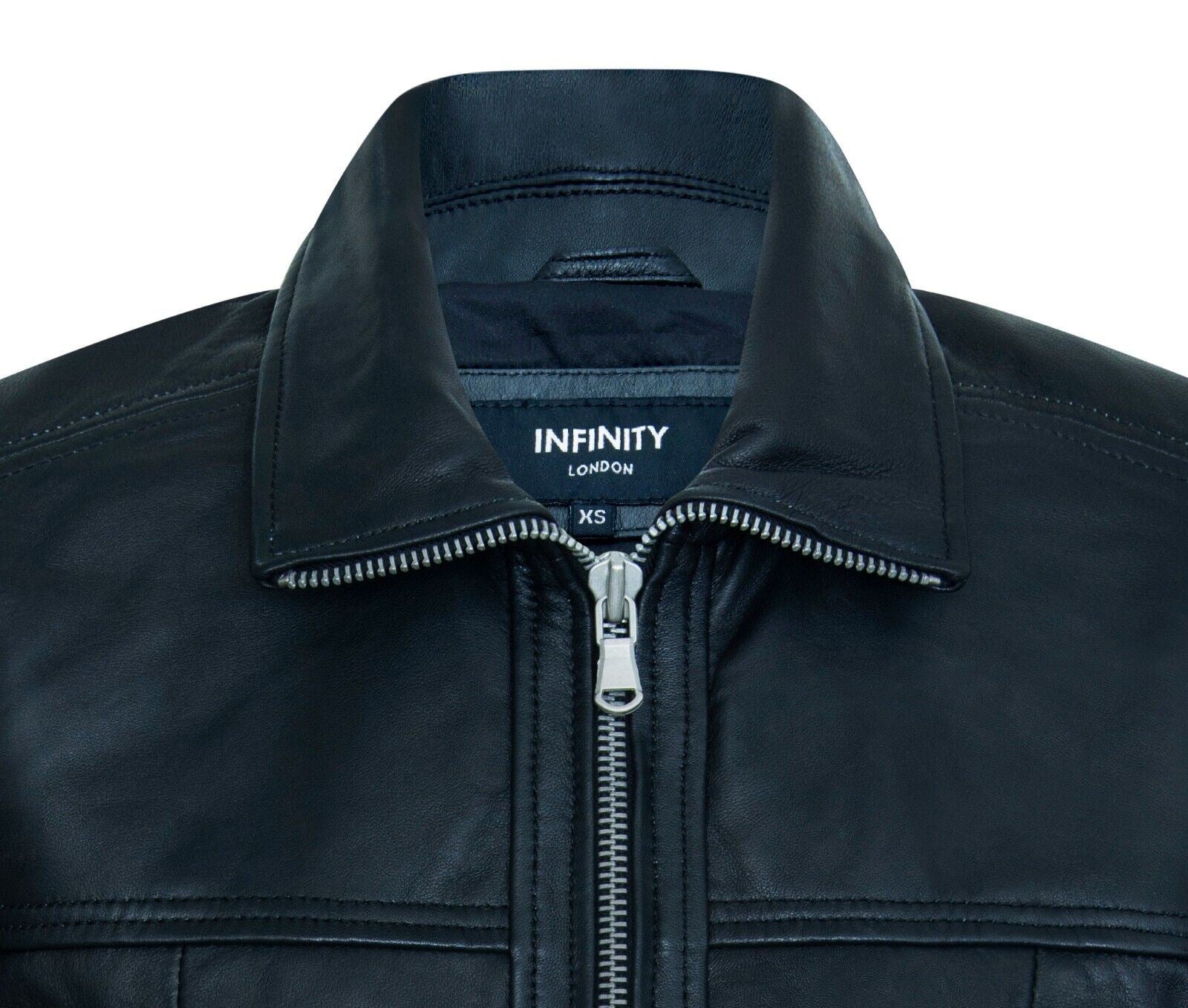 Womens Black Cropped Biker Leather Jacket - Wellington - Image 5