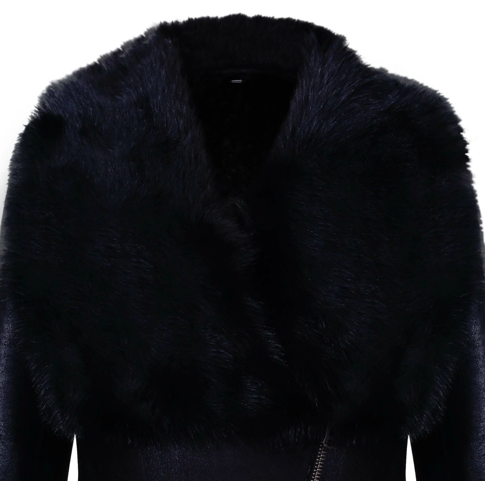 Womens Black Merino Shearling Toscana Coat-Romford - Image 4