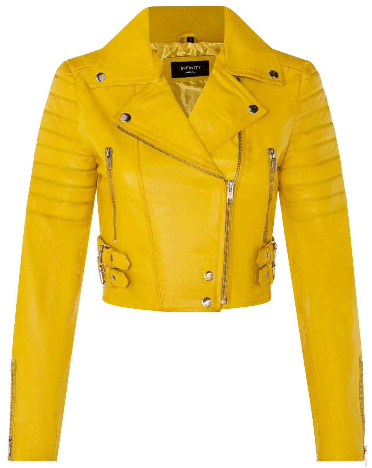 Womens Brando Cropped Leather Jacket-Longtown - Image 16