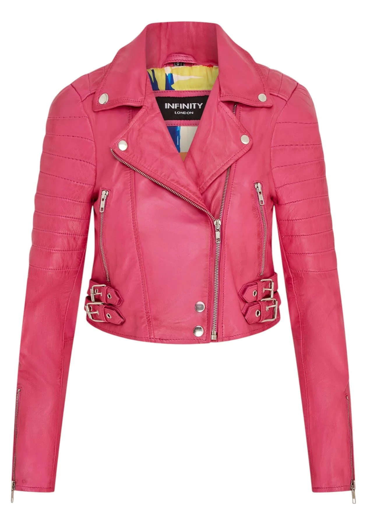 Womens Brando Cropped Leather Jacket-Longtown - Image 31