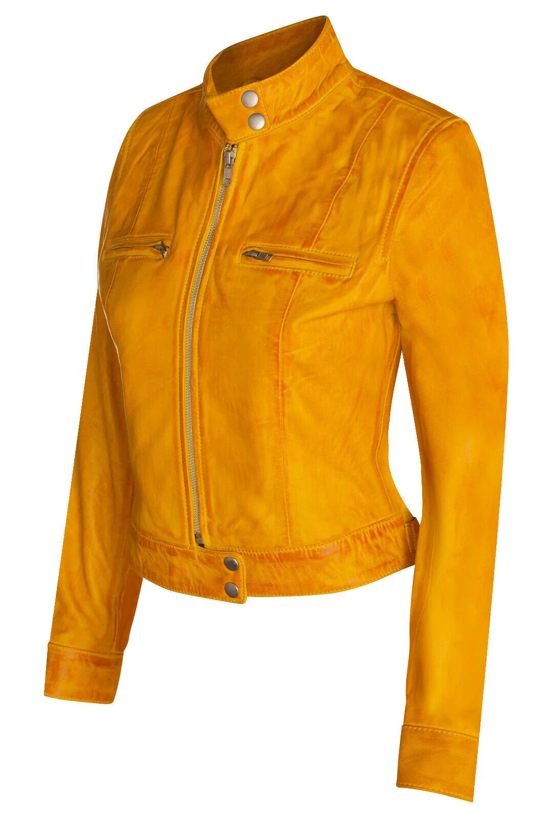 Women's Classic Leather Biker Jacket-Watford - Image 10