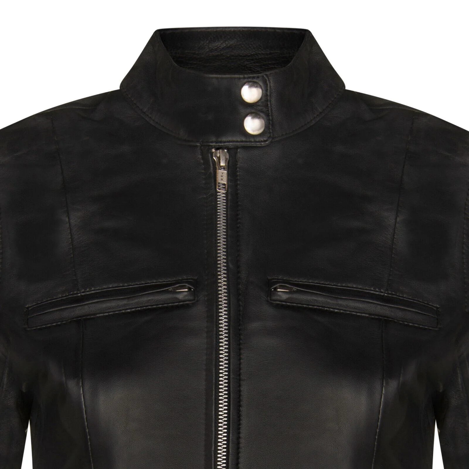 Women's Classic Leather Biker Jacket-Watford - Image 16