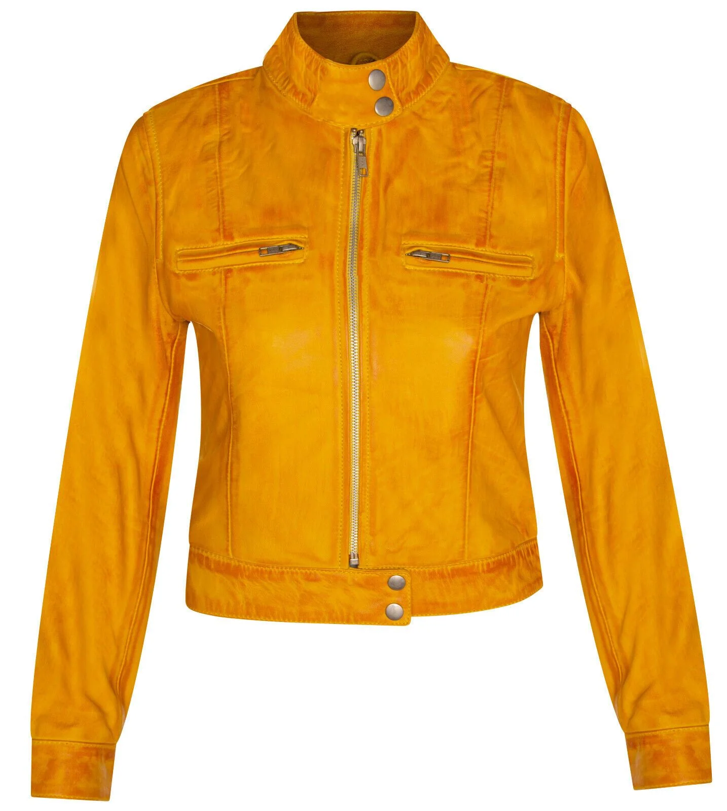 Women's Classic Leather Biker Jacket-Watford - Image 9