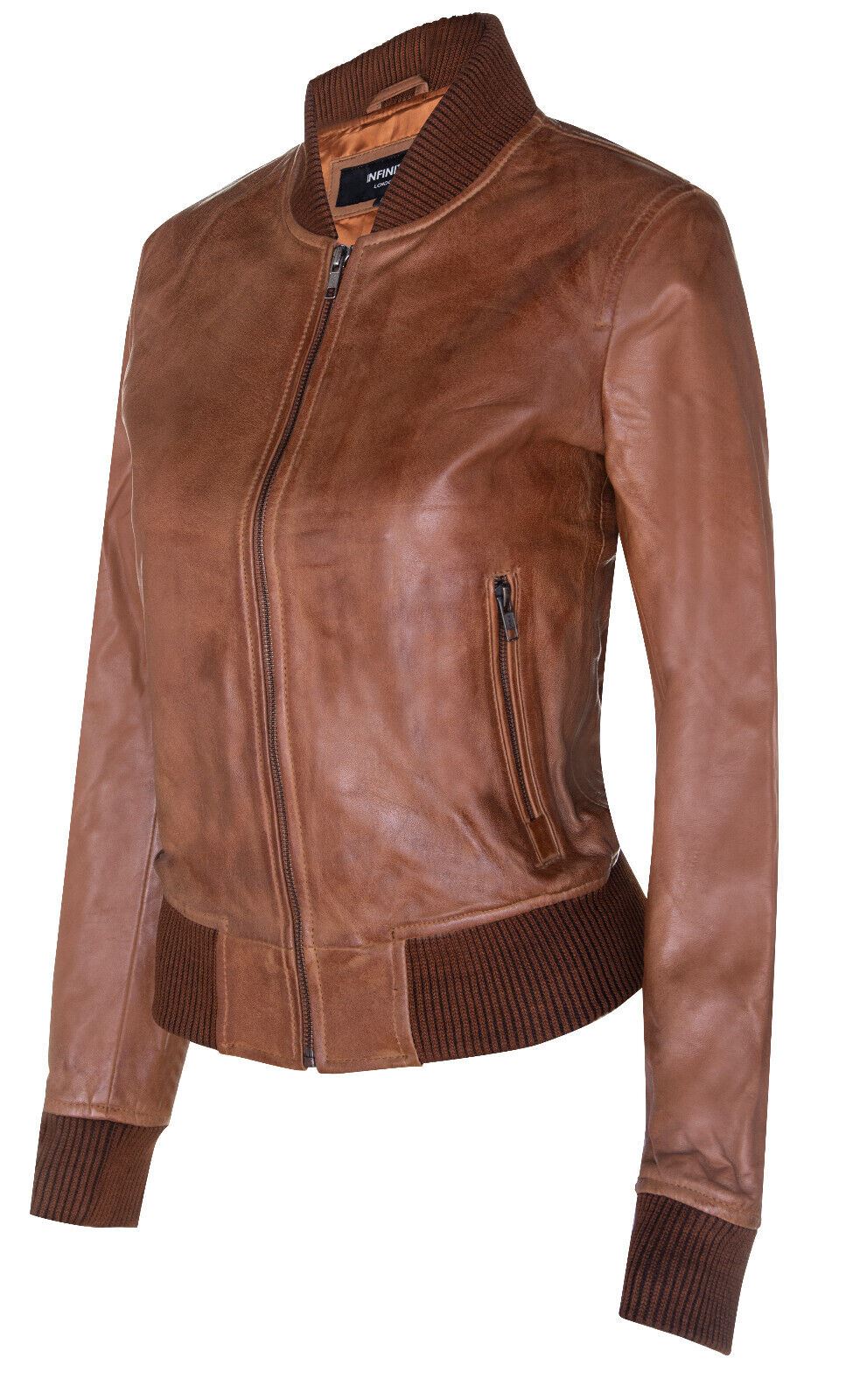 Womens Classic MA-1 Leather Bomber Jacket-Newcastle - Image 6