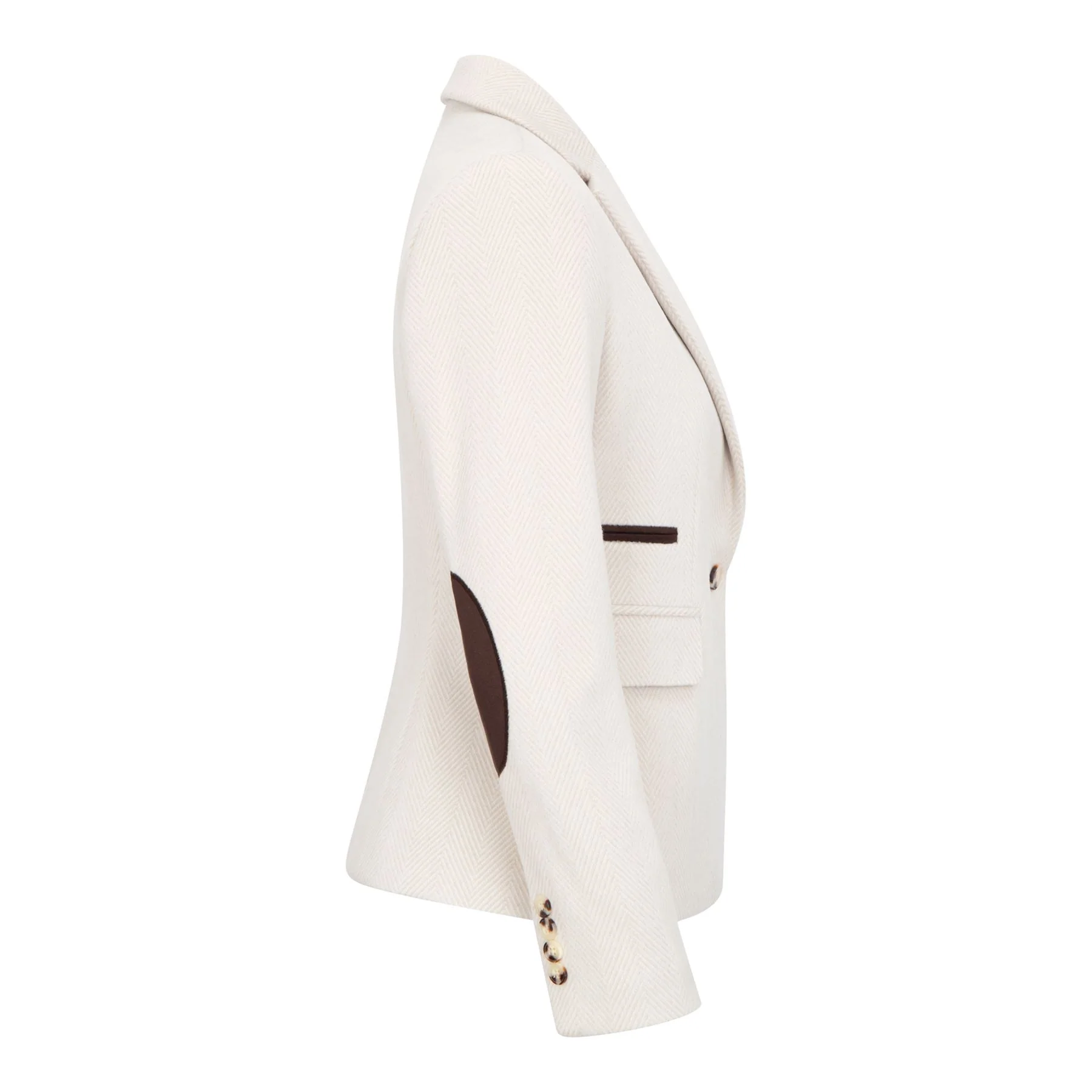 Women's Cream Tailored Fit Wool Blend Tweed Blazer - Image 5