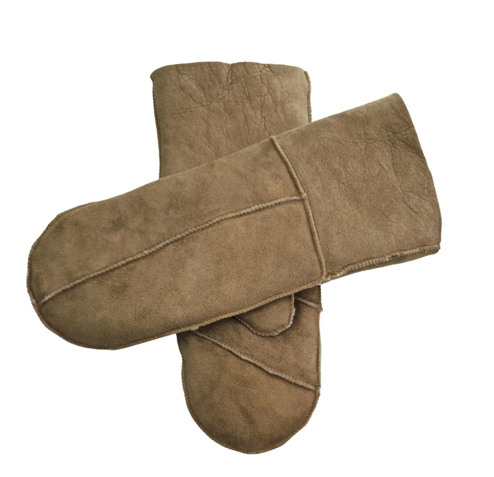 Womens Genuine Real Sheepskin Suede Mittens Warm Gloves - Image 4