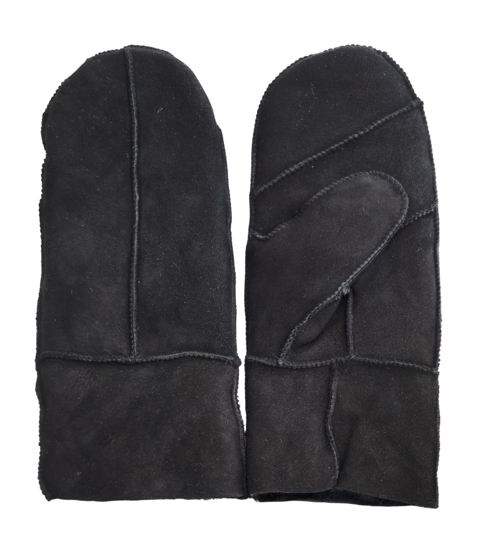 Womens Genuine Real Sheepskin Suede Mittens Warm Gloves - Image 7