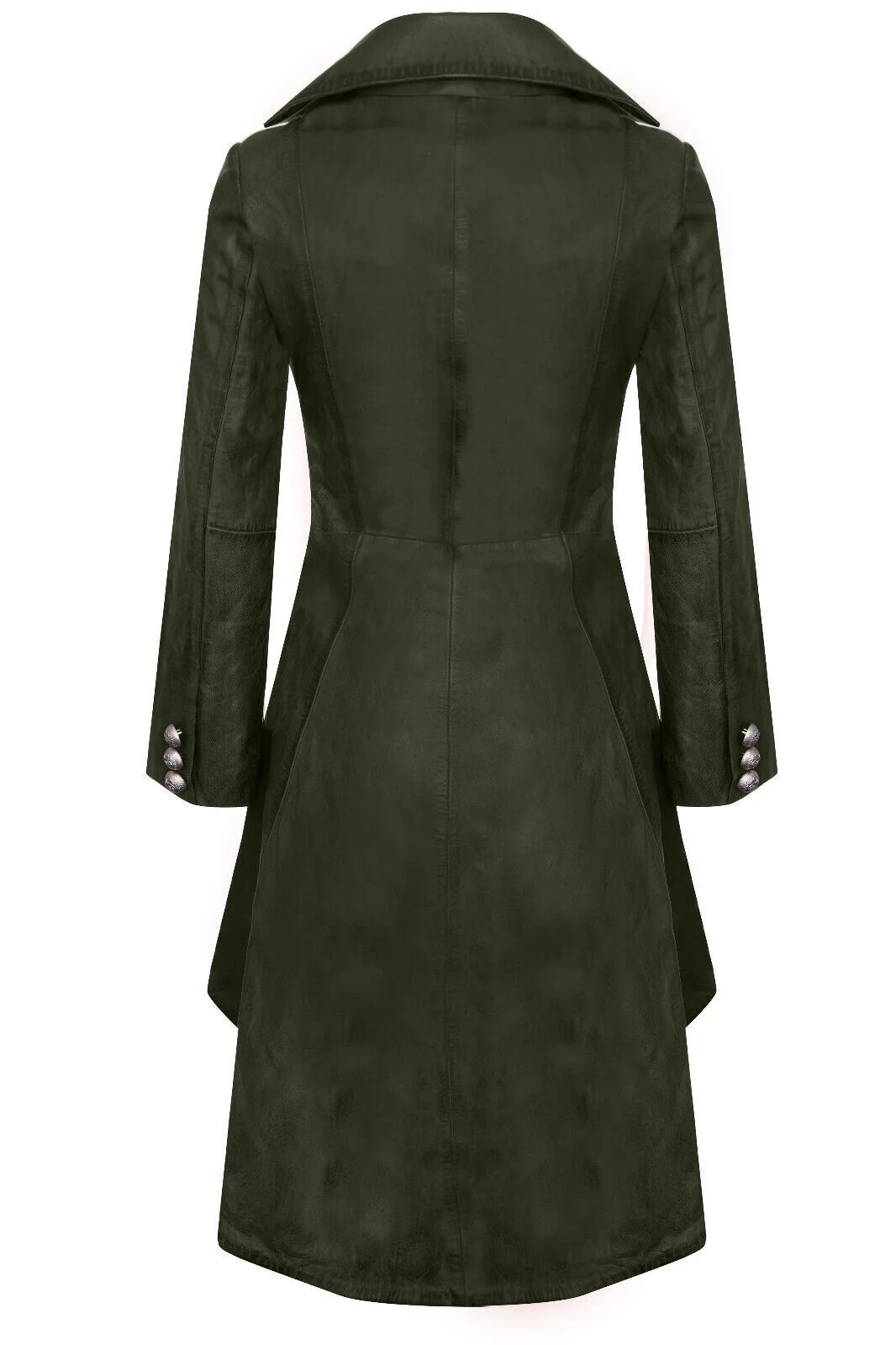 Womens Goth Leather Edwardian Flare Coat-Rushmoor - Image 7
