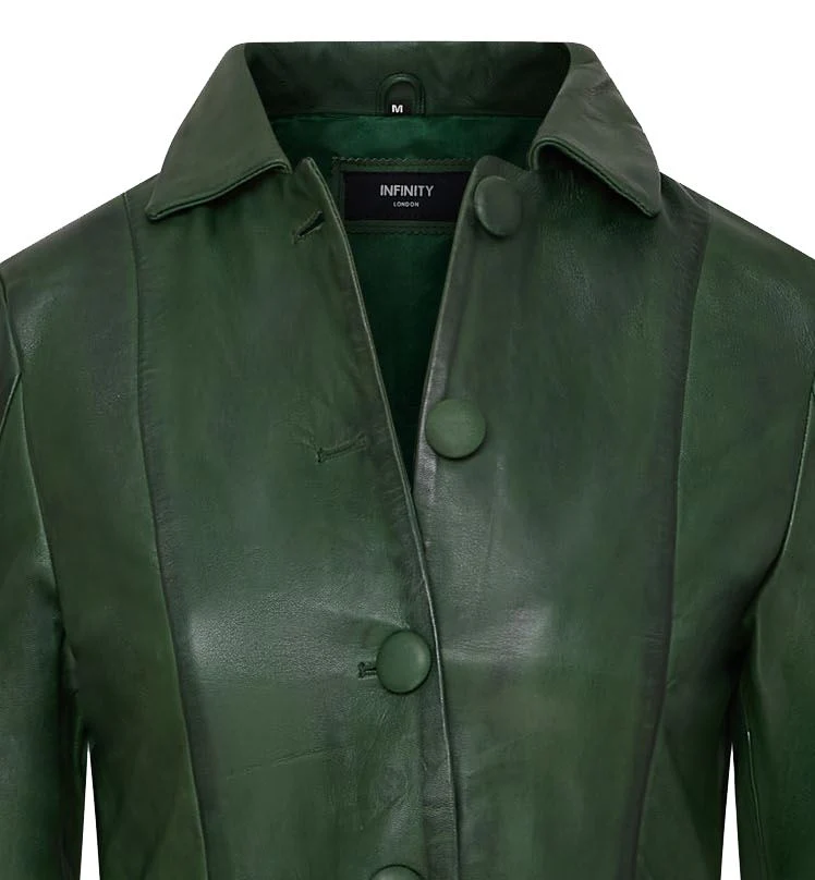 Womens Gothic Full Length Victorian Leather Coat - Vantaa - Image 11