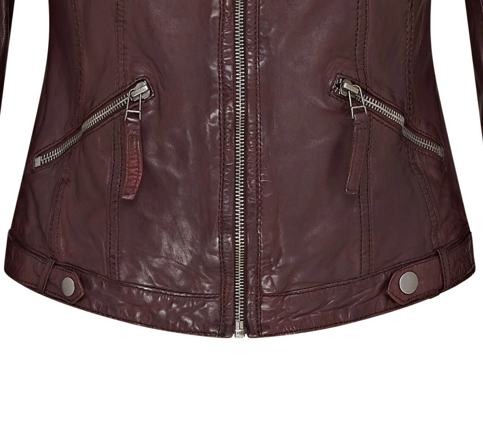 Womens Hooded Classic Biker Jacket - Wareham - Image 14