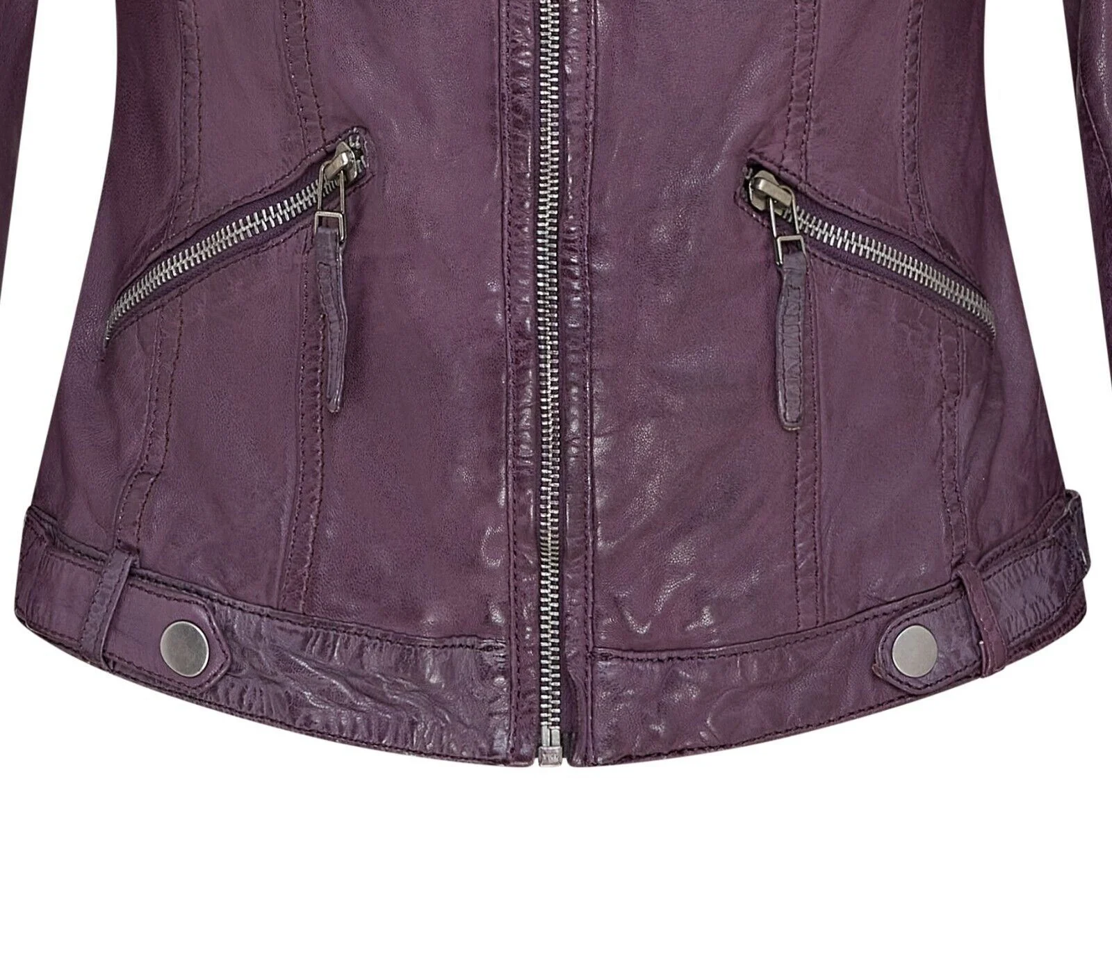 Womens Hooded Classic Biker Jacket - Wareham - Image 4