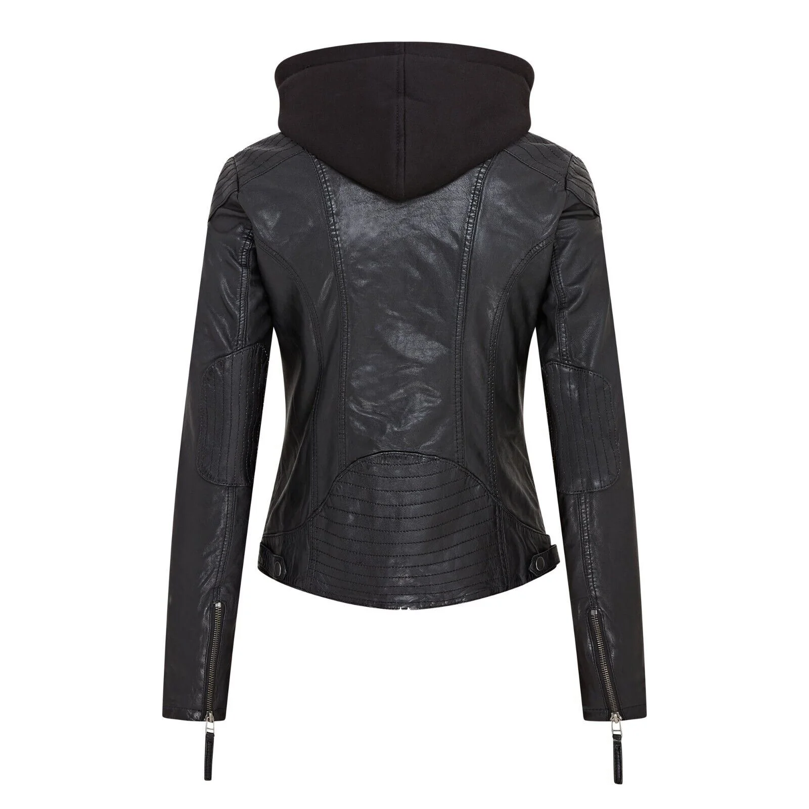 Womens Hooded Classic Biker Jacket - Wareham - Image 8